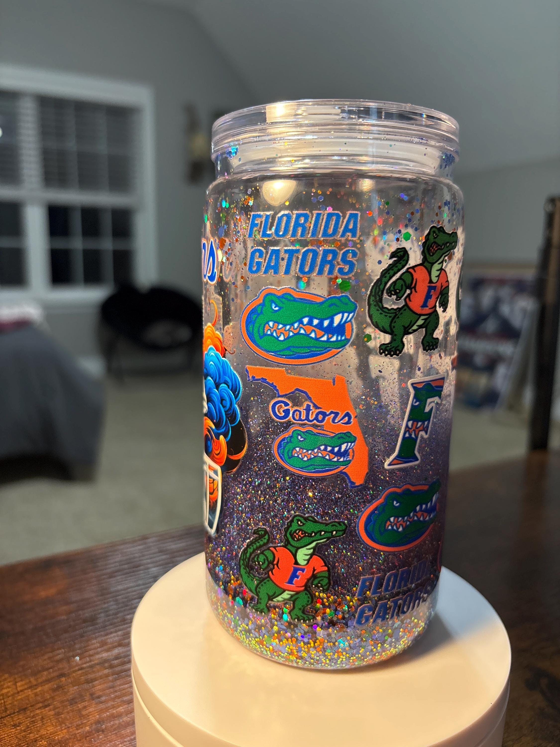 Florida Gators Snow Globe Tumbler | Handmade 16oz Acrylic Football Fan Cup | Gameday Gift
