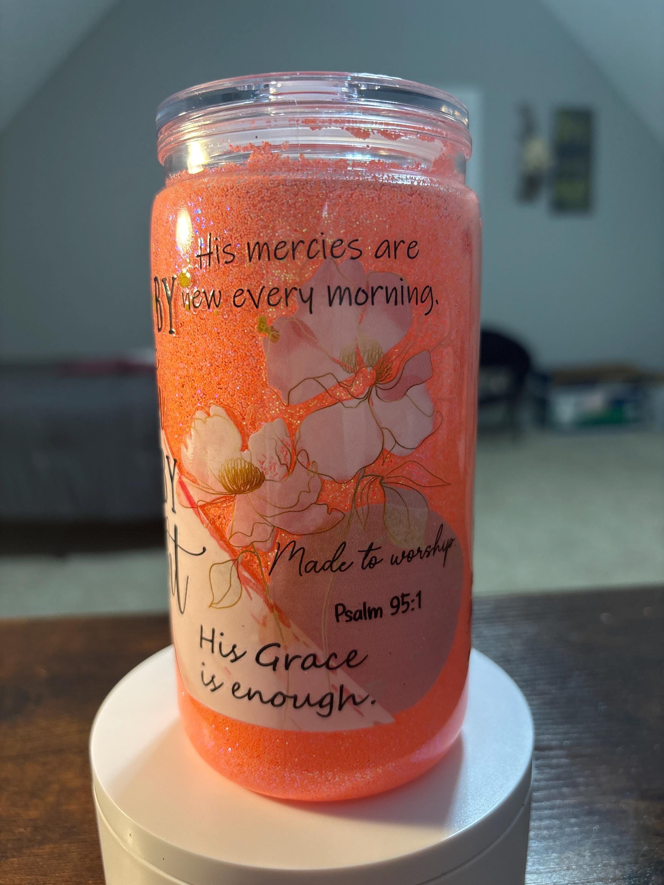 Walk By Faith Not By Sight Snow Globe Tumbler | 16oz Handmade Bible Verse Cup