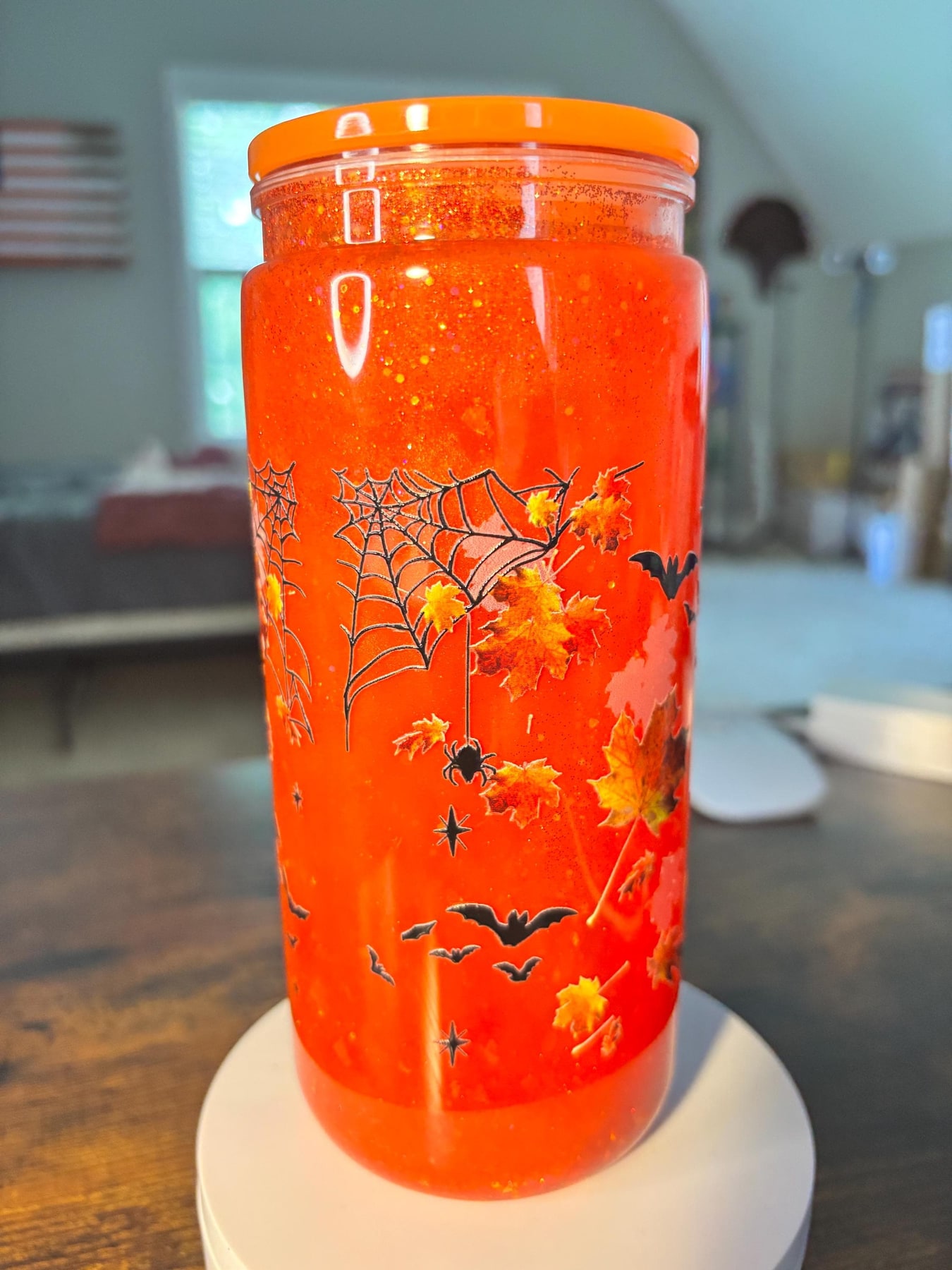 Coffee Now Slash Later Frankenstein 20oz Snow Globe Tumbler | Cateye Waterfall Glitter Cup