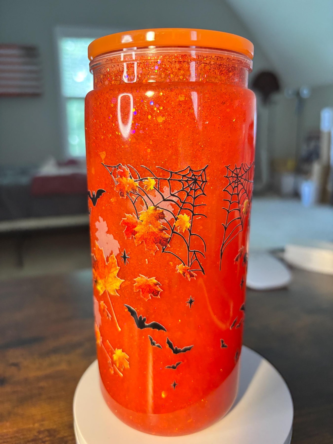 Coffee Now Slash Later Frankenstein 20oz Snow Globe Tumbler | Cateye Waterfall Glitter Cup