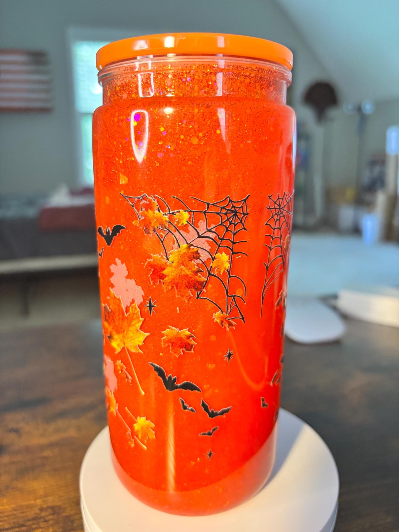 Coffee Now Slash Later Frankenstein 20oz Snow Globe Tumbler | Cateye Waterfall Glitter Cup