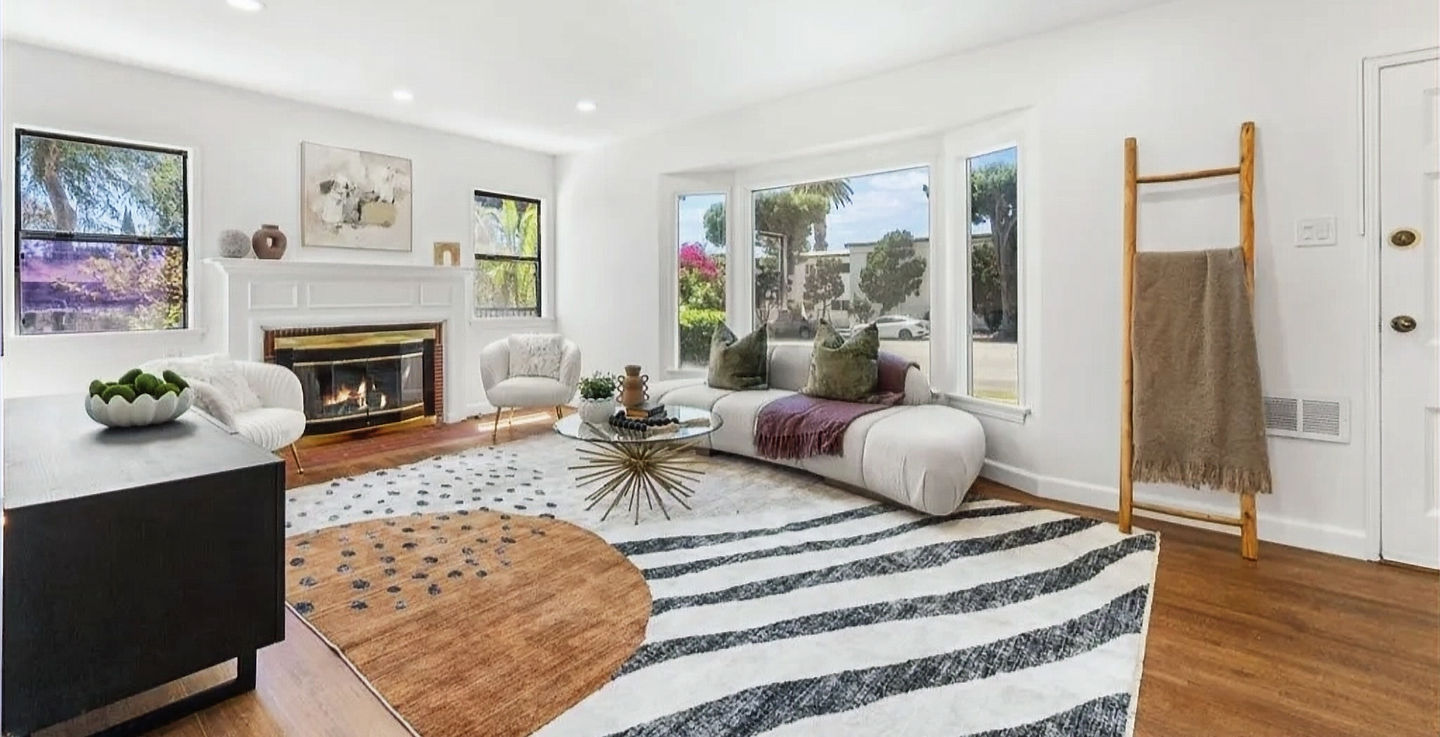 Bright contemporary staged living room in Southern California, designed to help homes sell faster and above asking price