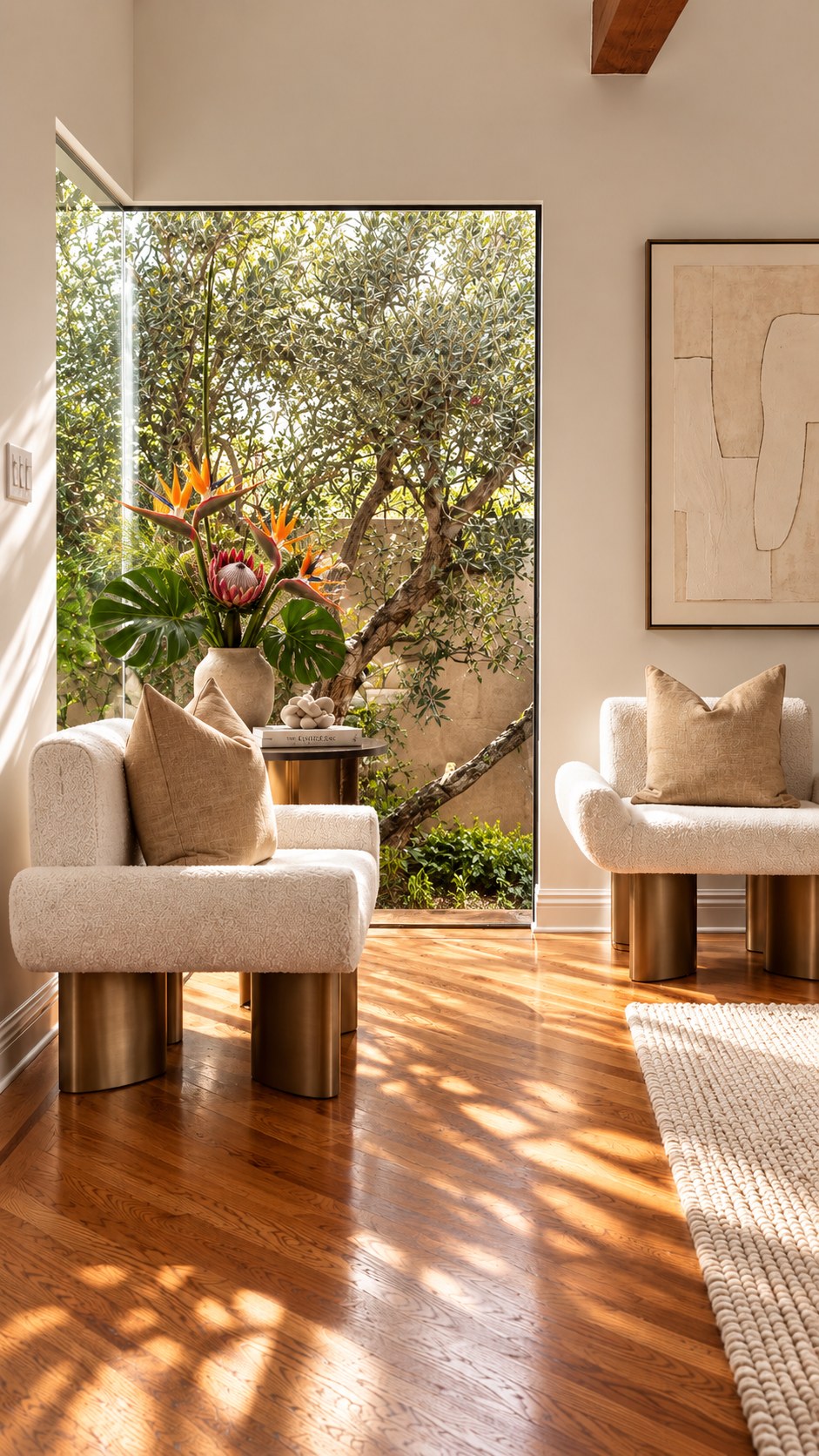 Luxury staged sitting room with sculptural furnishings, designed to help homes sell faster and above asking price