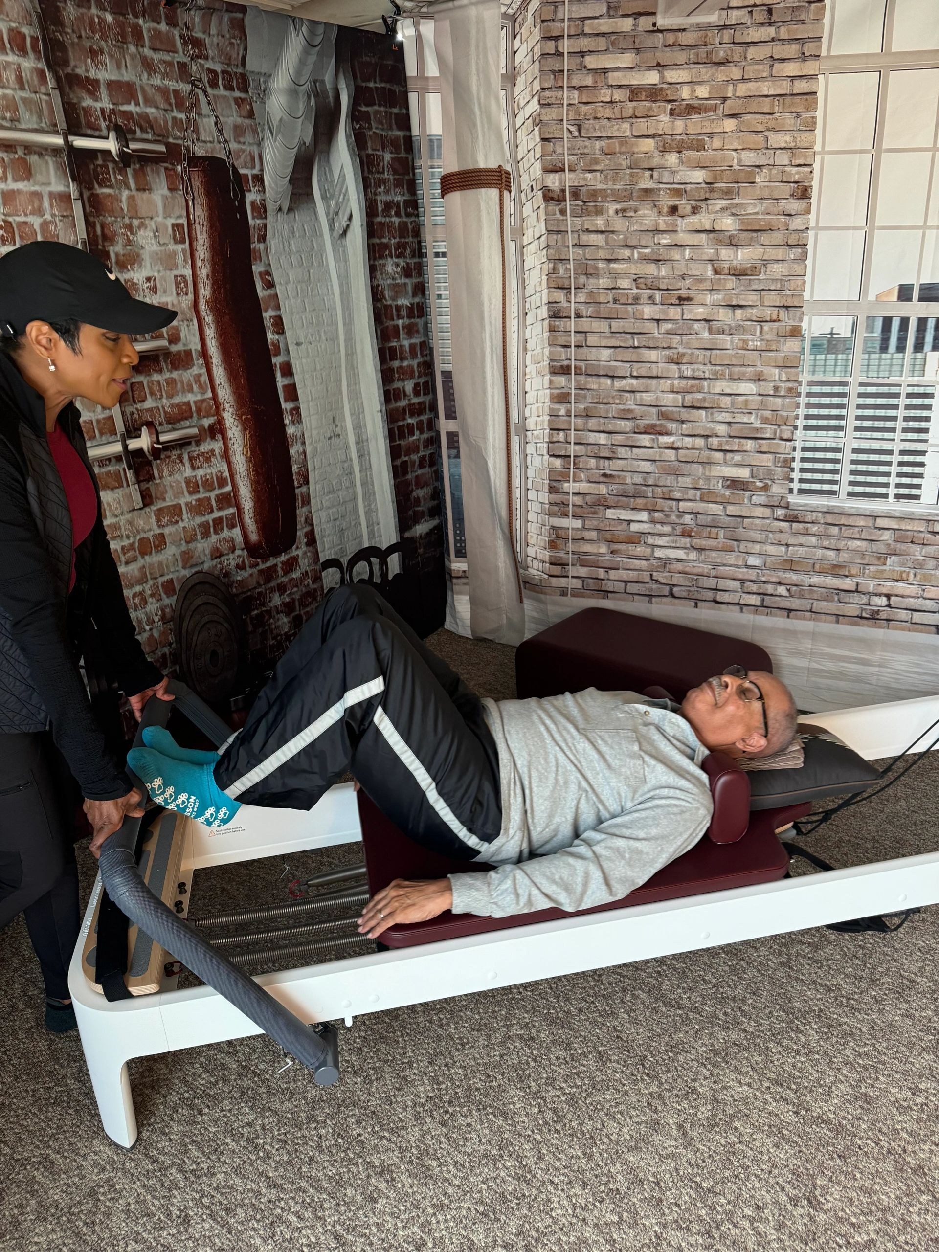 Pilates equipment set up for a discovery session