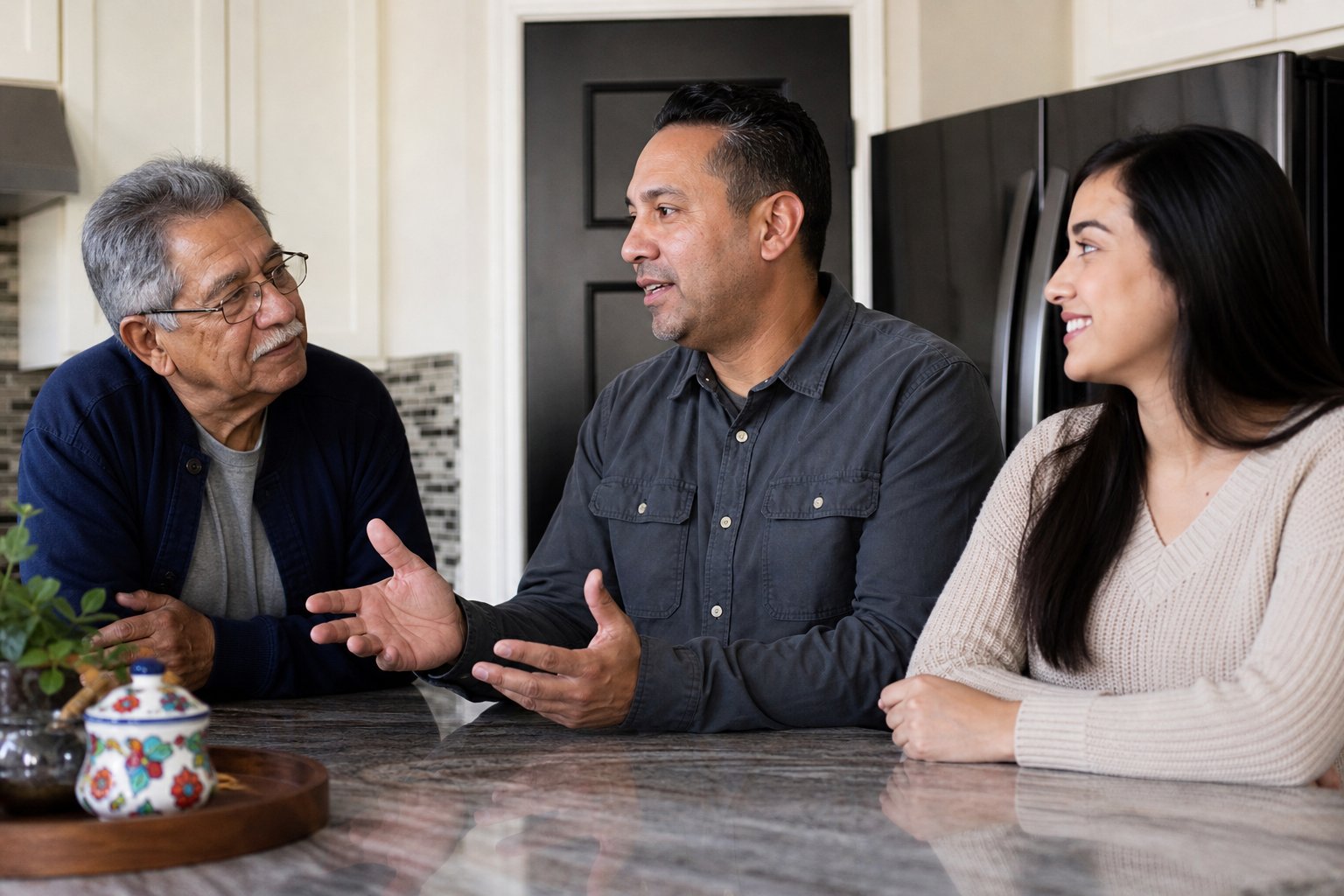 Family members talking through an important decision