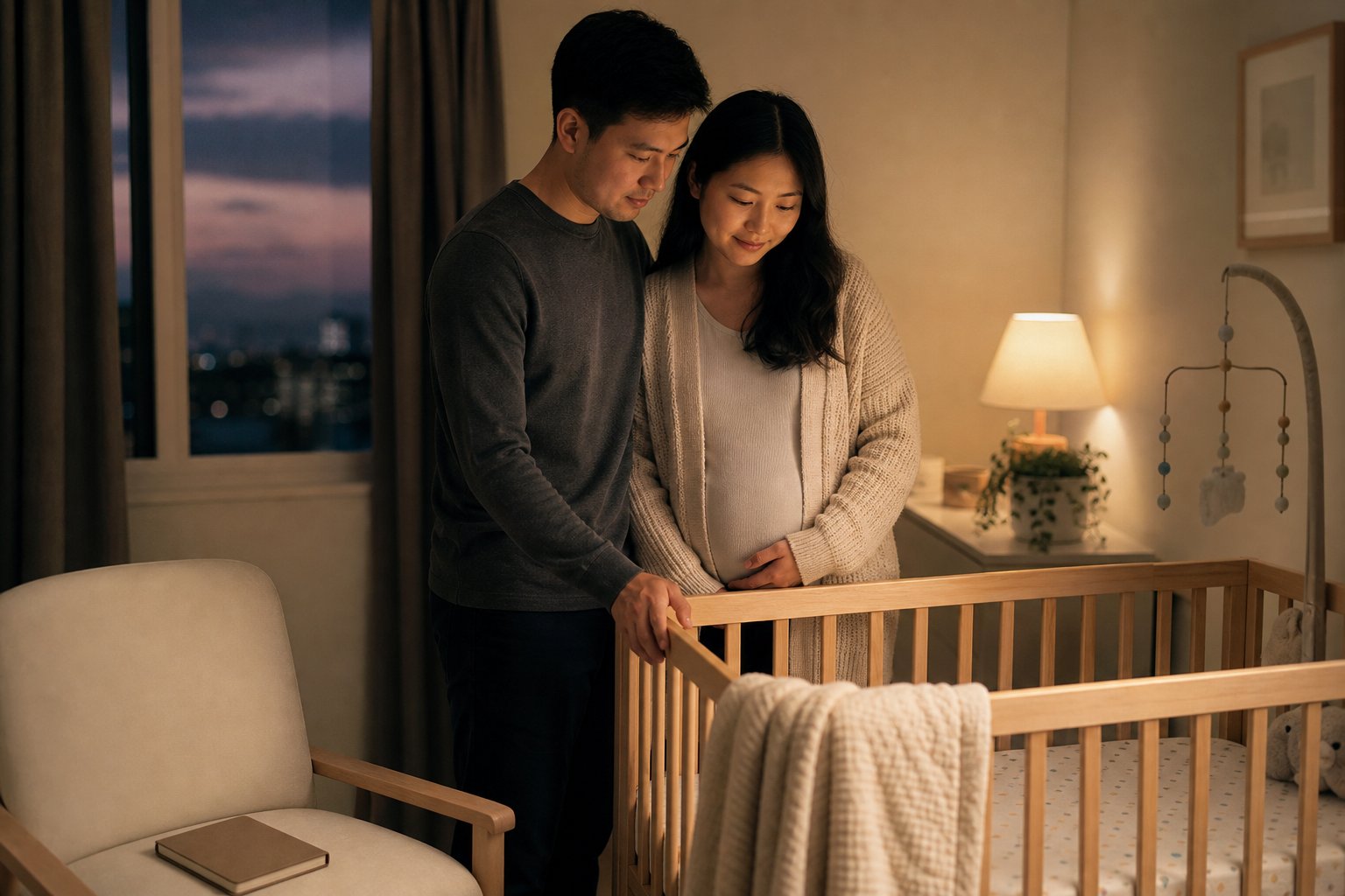 New parents preparing a nursery together