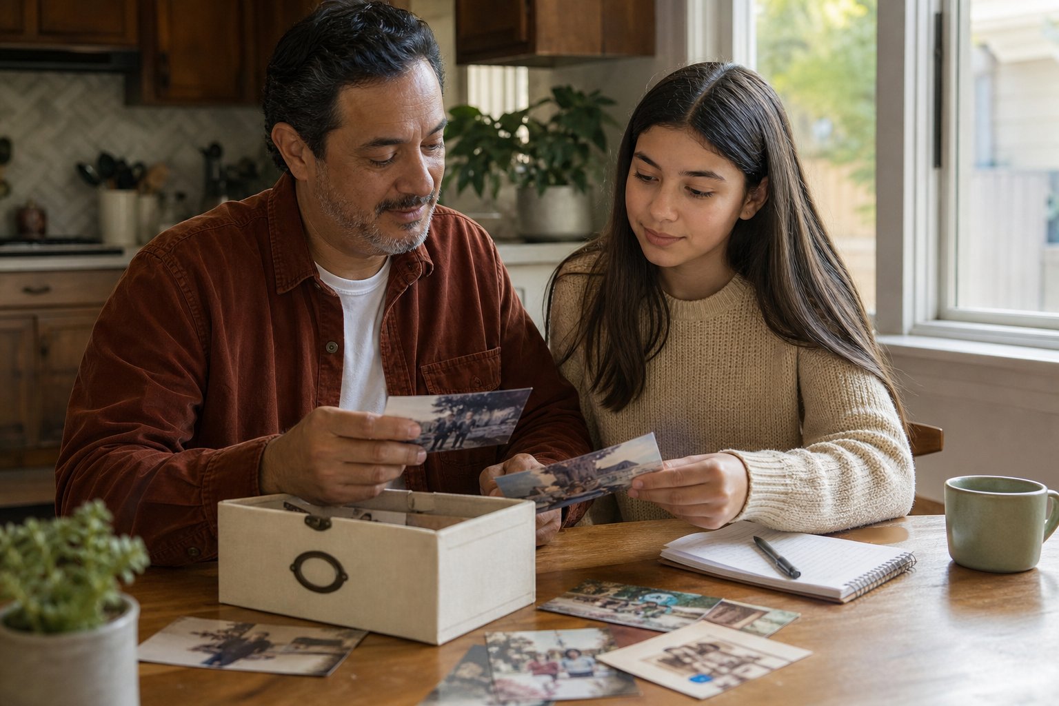 A family talking together at home