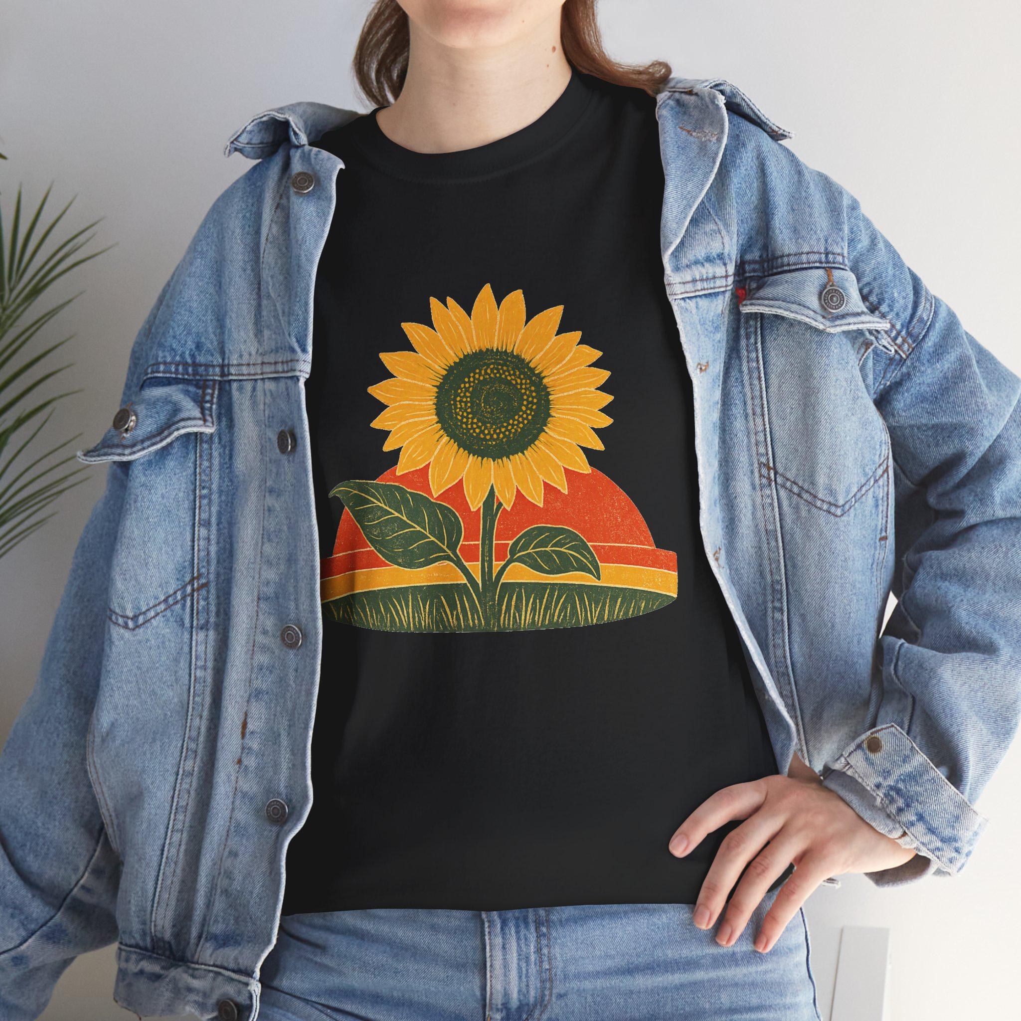 Retro Sunflower Sunset Shirt, Boho Graphic Tee, Sunflower Gift, view 15