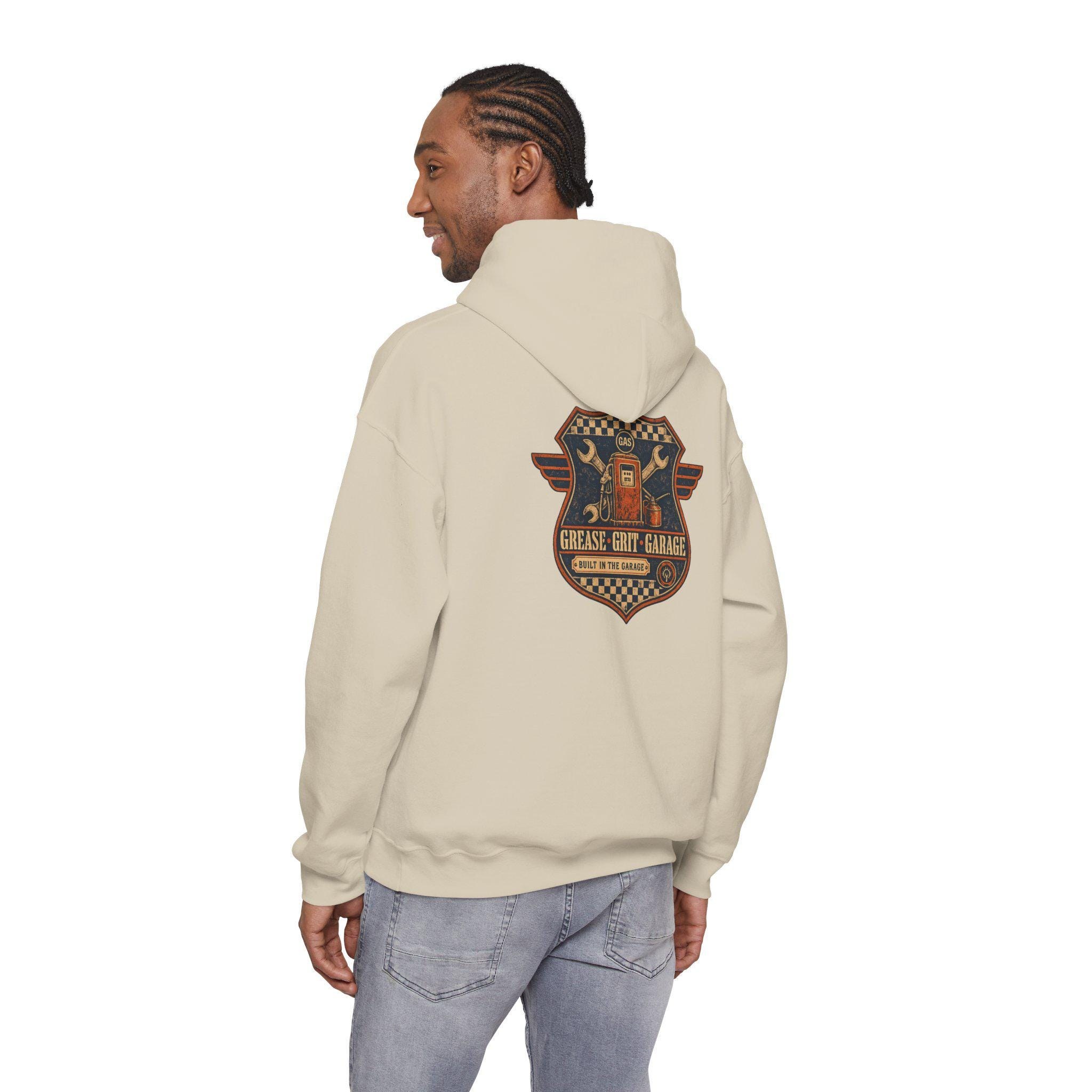 Mechanic Hoodie, Grease Grit Garage Pullover Sweatshirt, Gift for Him, view 16