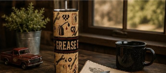 Mechanic Tumbler,Grease Grit Gasoline 20oz Cup with Straw, Automotive Gift, view 6