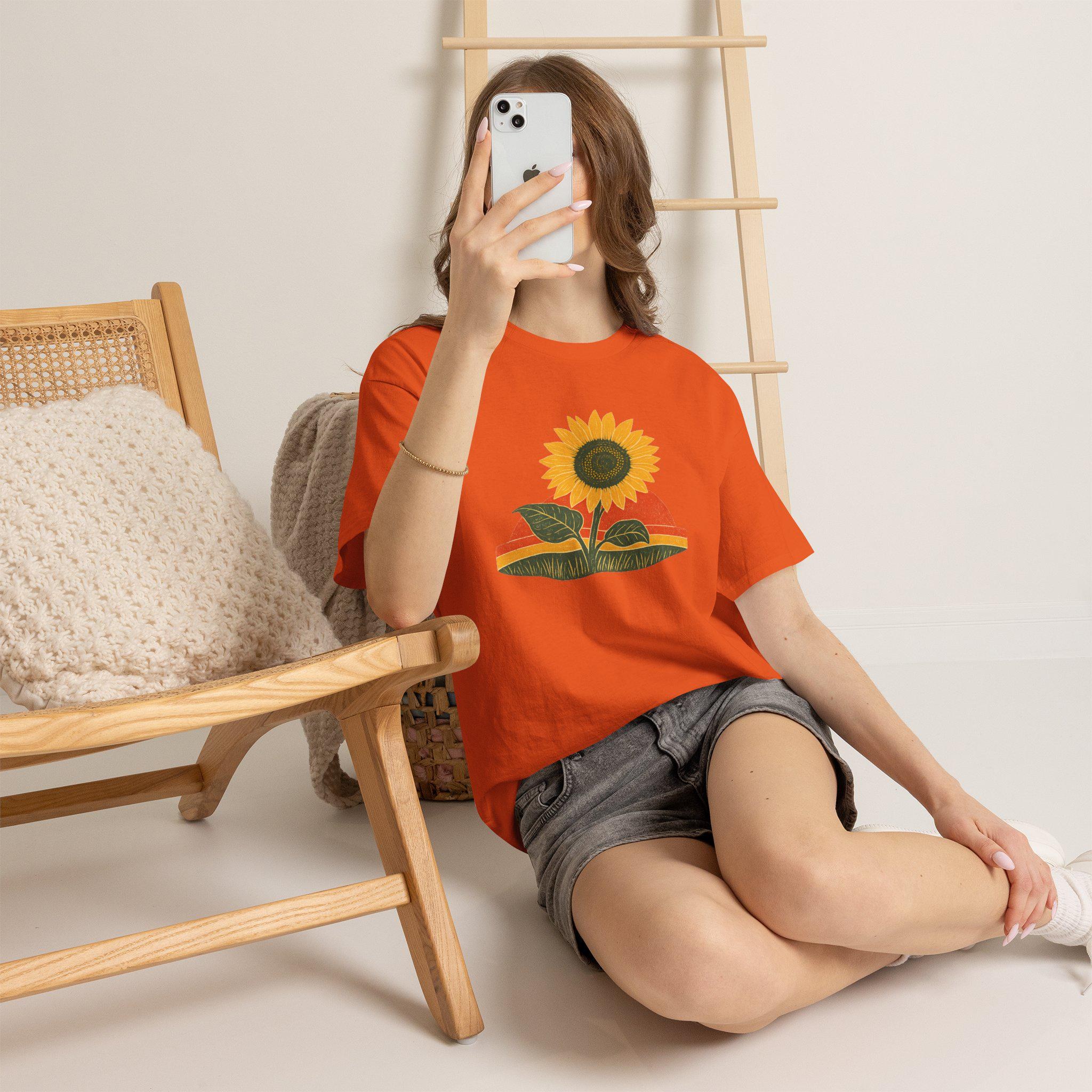 Retro Sunflower Sunset Shirt, Boho Graphic Tee, Sunflower Gift, view 12