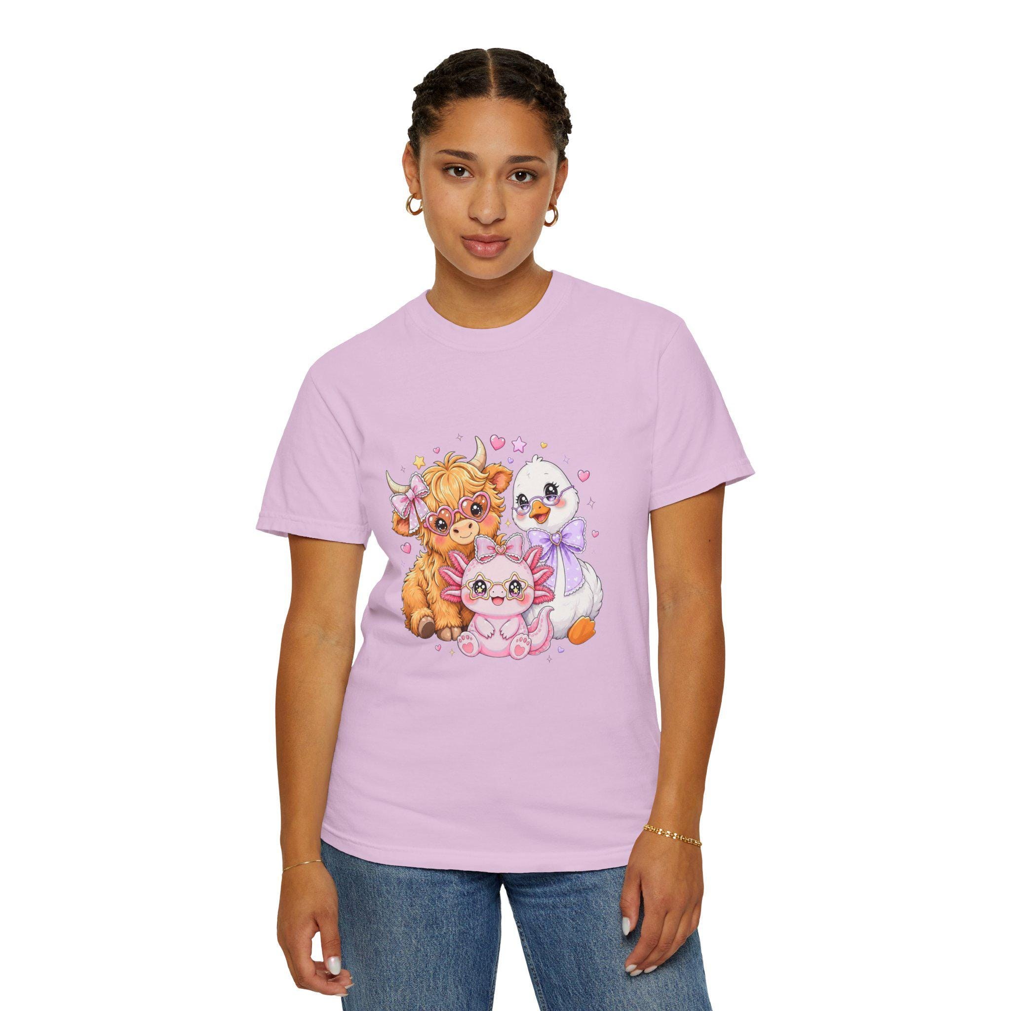 Farm Animal T-Shirt, Pastel Cow Chick Kitten Tee, Cute Cottagecore Gift, view 15