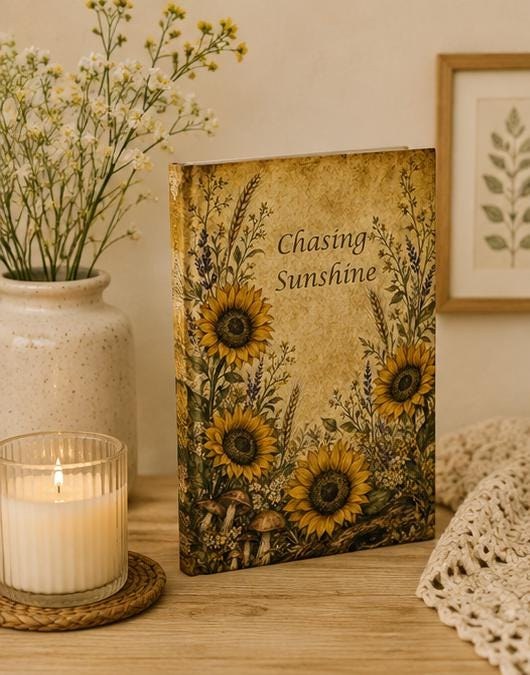 Sunflower Journal Hardcover, Floral Bouquet Notebook, Gift for Her