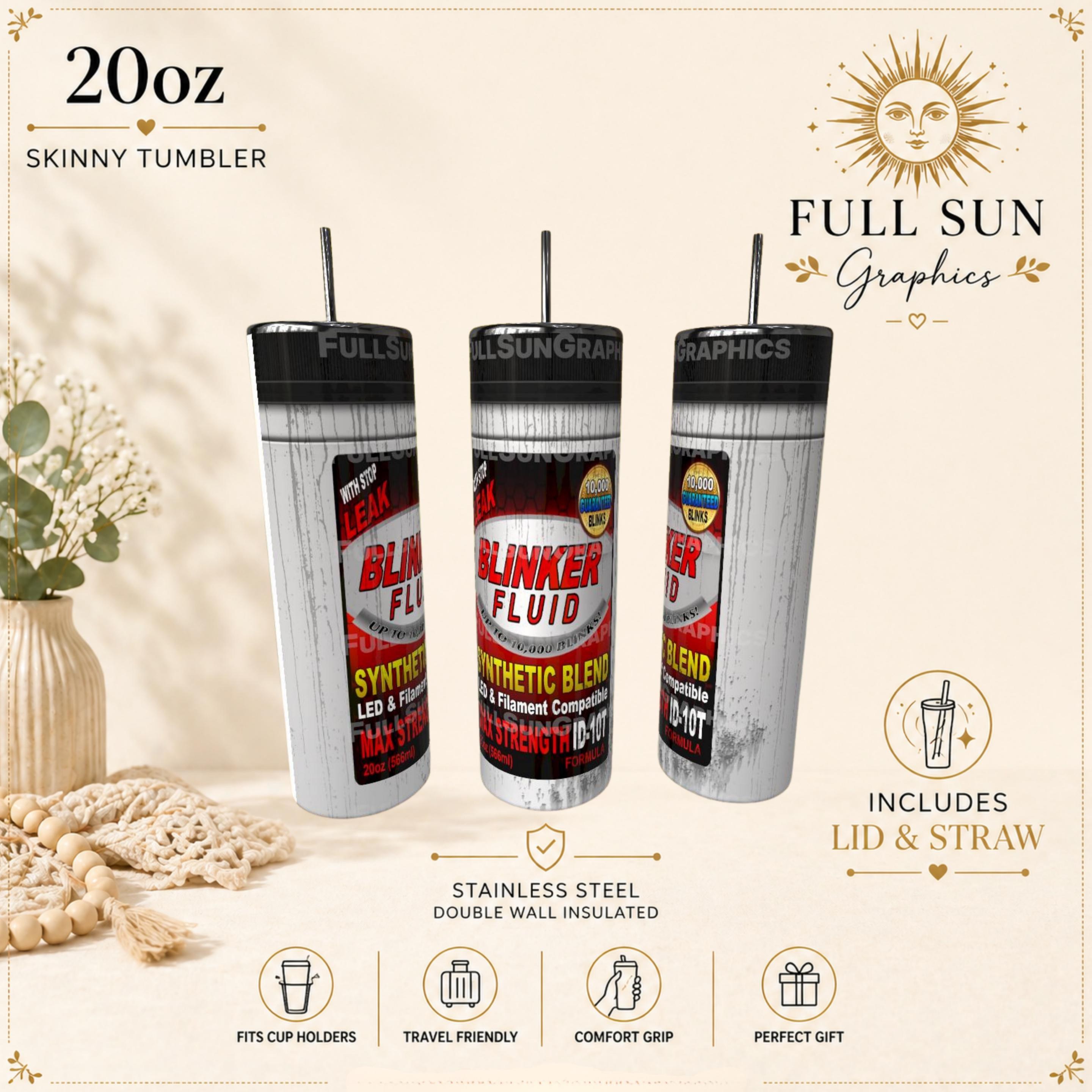Blinker Fluid Tumbler | Funny Mechanic Gift, Insulated Stainless Steel Cup, view 3