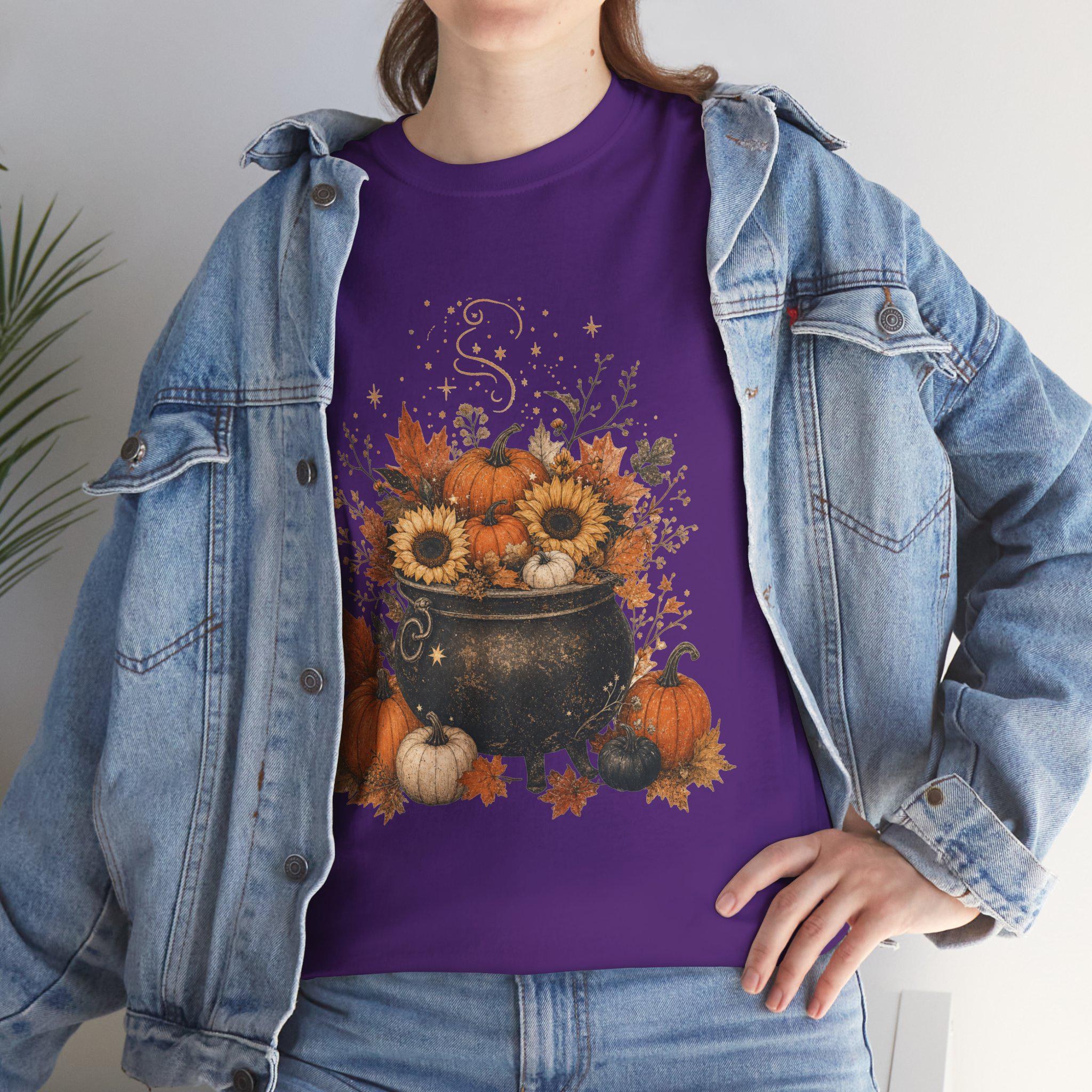 Pumpkin Witch Shirt, Cauldron Fall tee, Cozy Autumn Halloween Gift, view 19