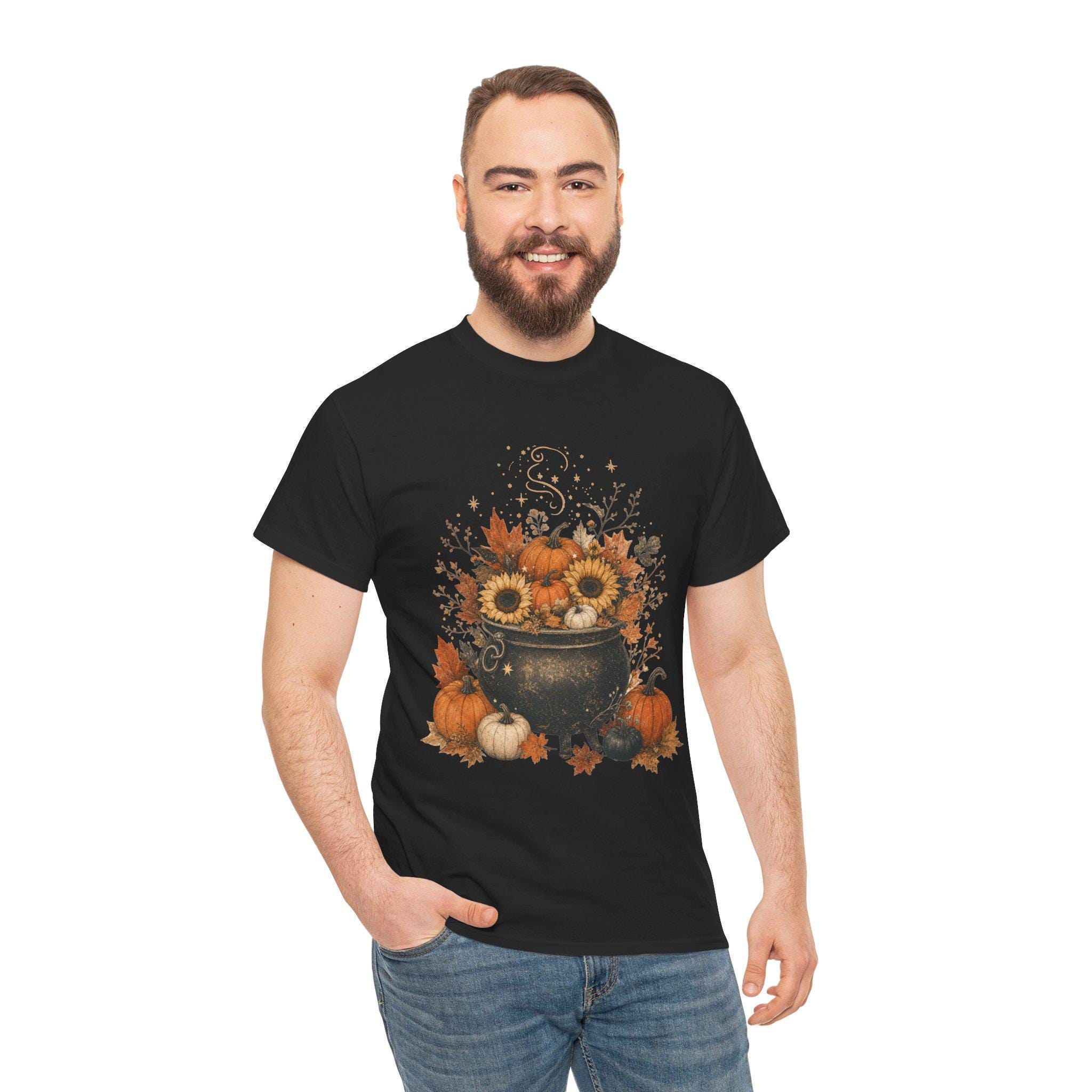 Pumpkin Witch Shirt, Cauldron Fall tee, Cozy Autumn Halloween Gift, view 10