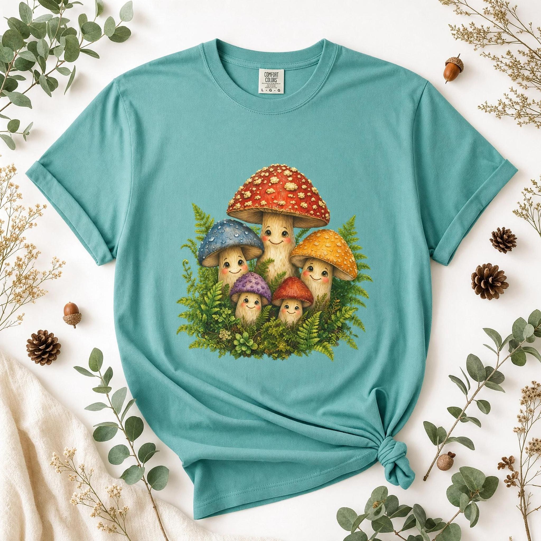 Mushroom T-Shirt Hand Drawn, Cottagecore Fungi Tee, Nature Gift, view 2