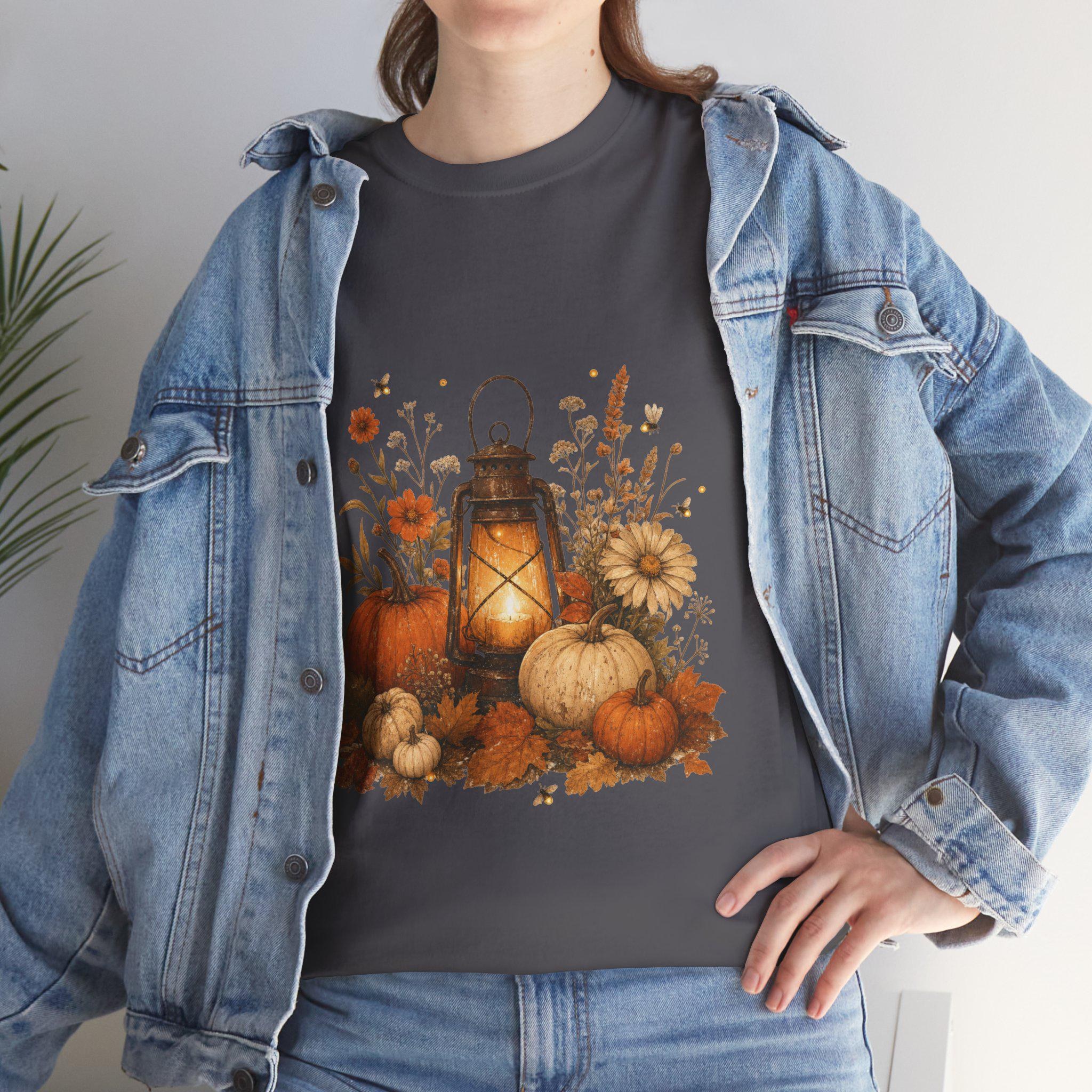 Vintage Pumpkin T-Shirt, Autumn Lantern Fall Tee, Cotton Halloween Shirt, view 18