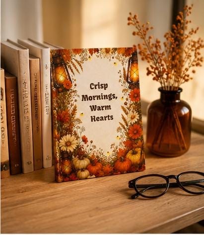 Autumn Pumpkin Floral Journal,Hardcover Fall Notebook, Cozy Gift for Her, view 12