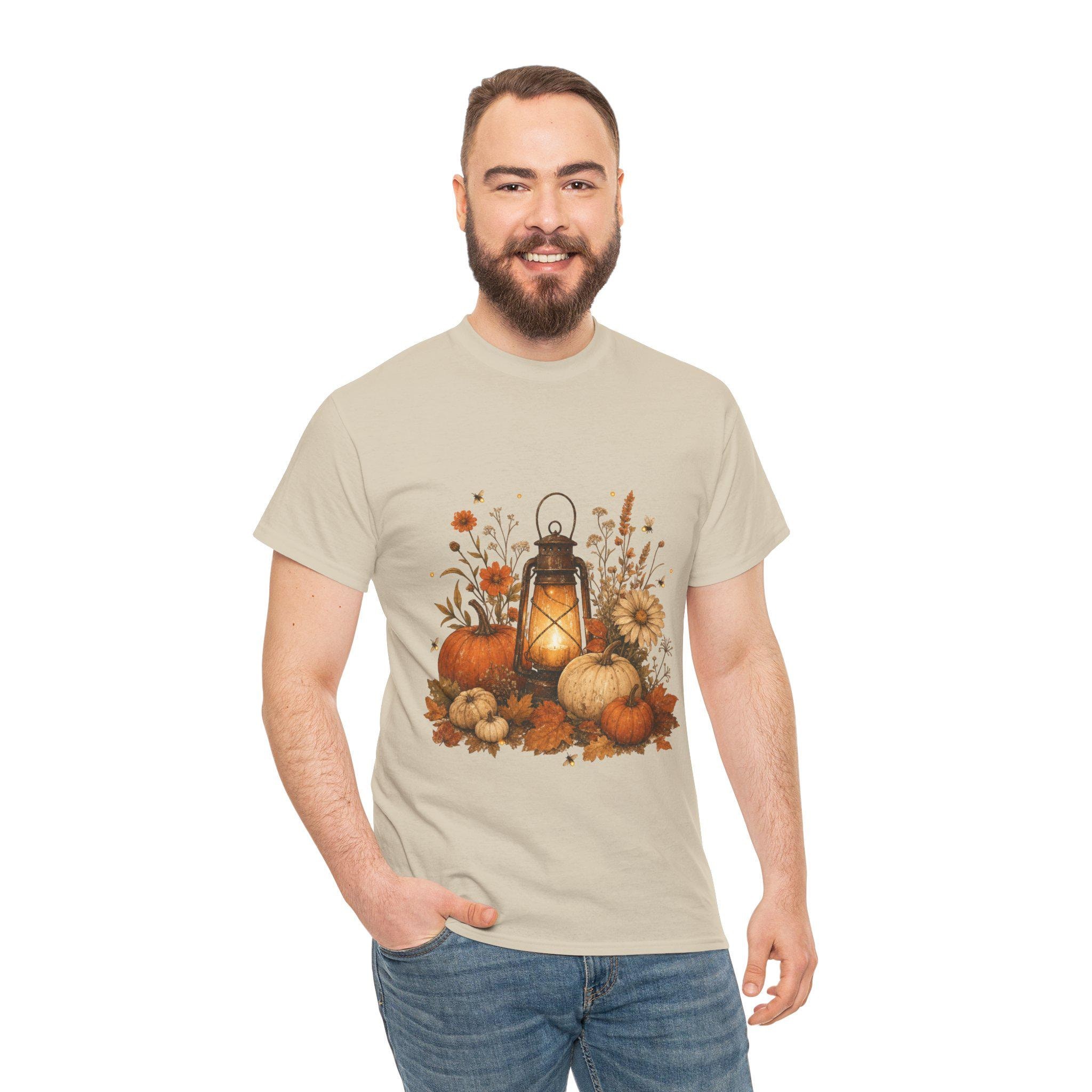 Vintage Pumpkin T-Shirt, Autumn Lantern Fall Tee, Cotton Halloween Shirt, view 11