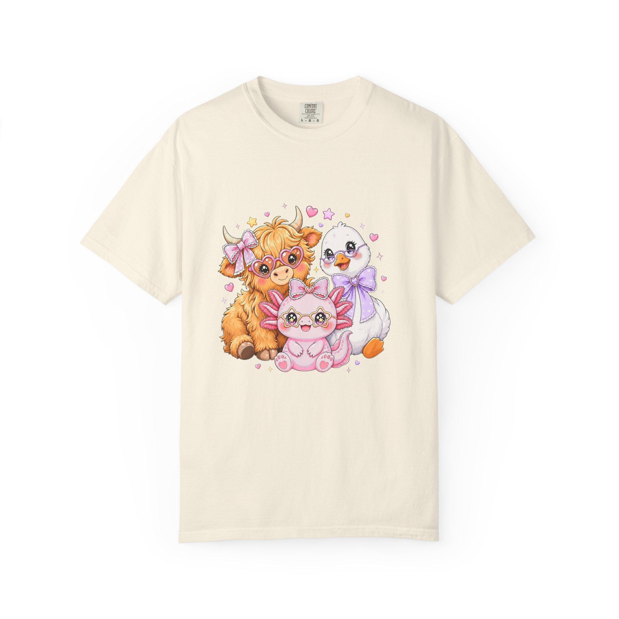 Farm Animal T-Shirt, Pastel Cow Chick Kitten Tee, Cute Cottagecore Gift, view 4