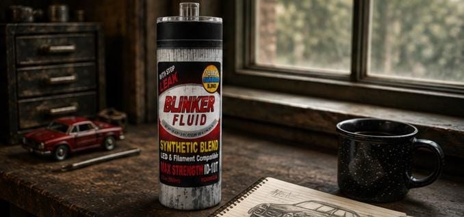 Blinker Fluid Tumbler | Funny Mechanic Gift, Insulated Stainless Steel Cup, view 8