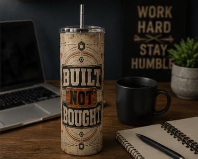 Built Not Bought Mechanic Tumbler, Vintage Garage Stainless Steel Cup, view 8
