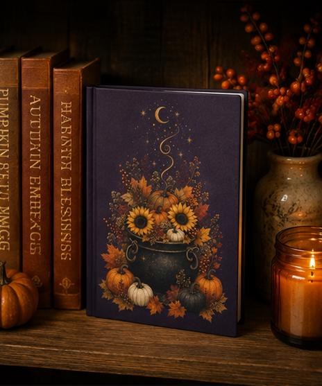 Fall Pumpkin Floral Journal, Sunflower Hardcover Notebook, Autumn Gift, view 9