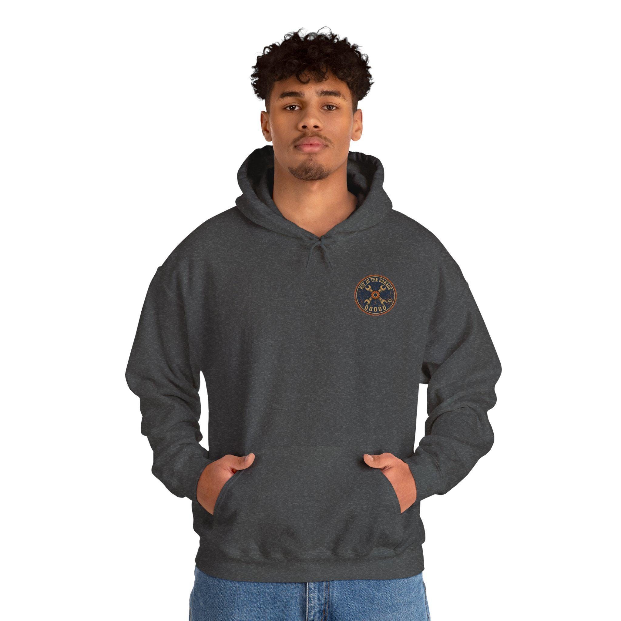 Mechanic Hoodie, Grease Grit Garage Pullover Sweatshirt, Gift for Him, view 13