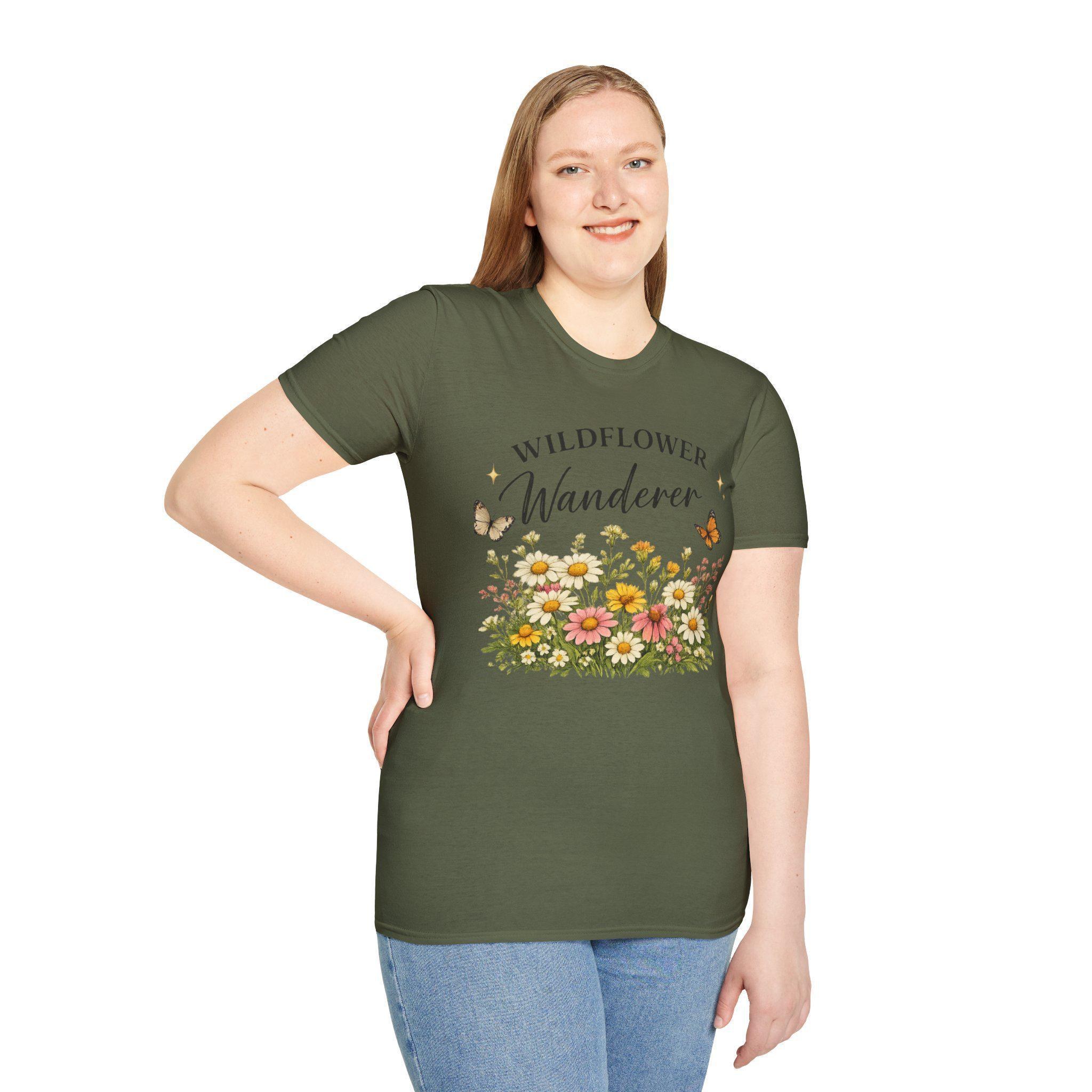 Wildflower T-Shirt, Botanical Butterfly Tee, Nature Lover Gift, view 11