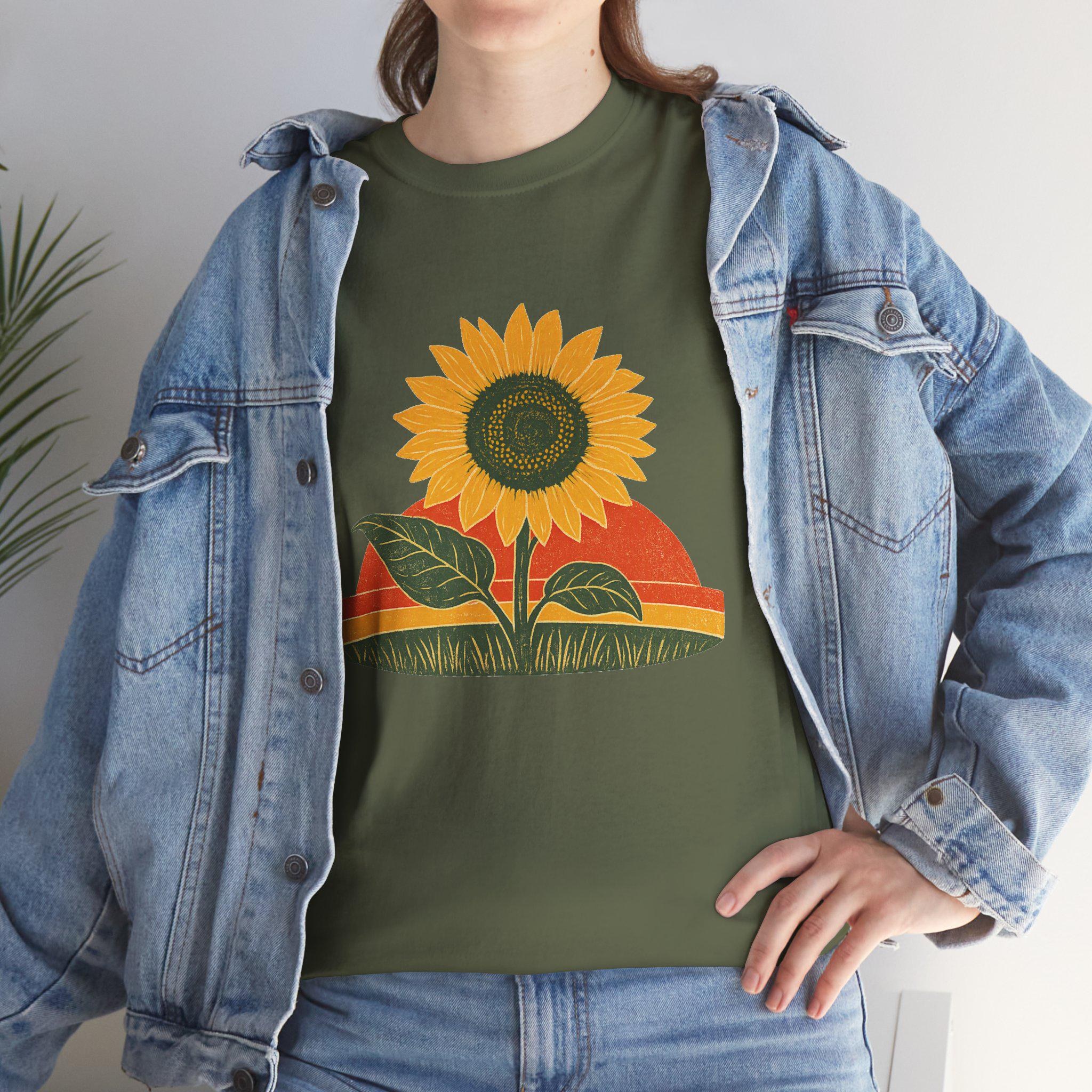Retro Sunflower Sunset Shirt, Boho Graphic Tee, Sunflower Gift, view 17
