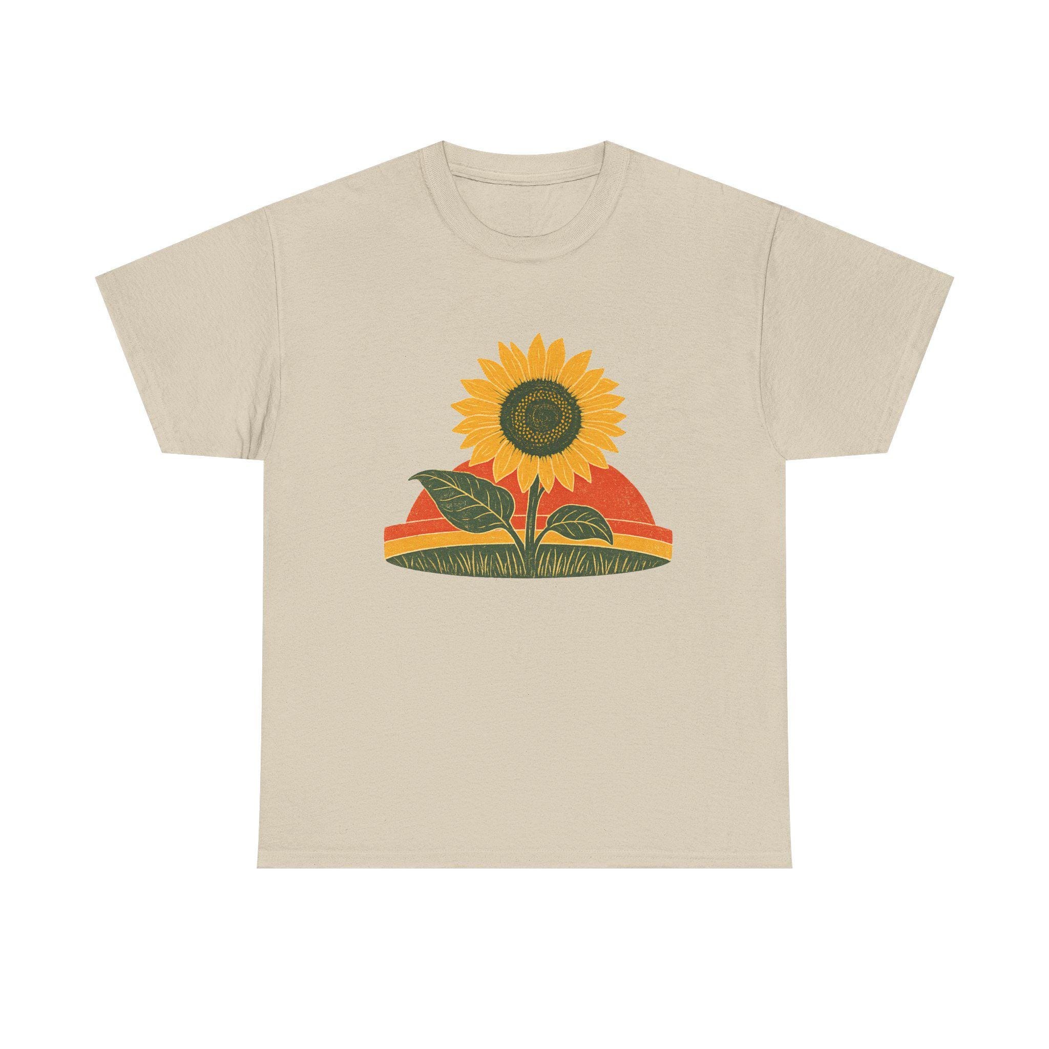 Retro Sunflower Sunset Shirt, Boho Graphic Tee, Sunflower Gift, view 4
