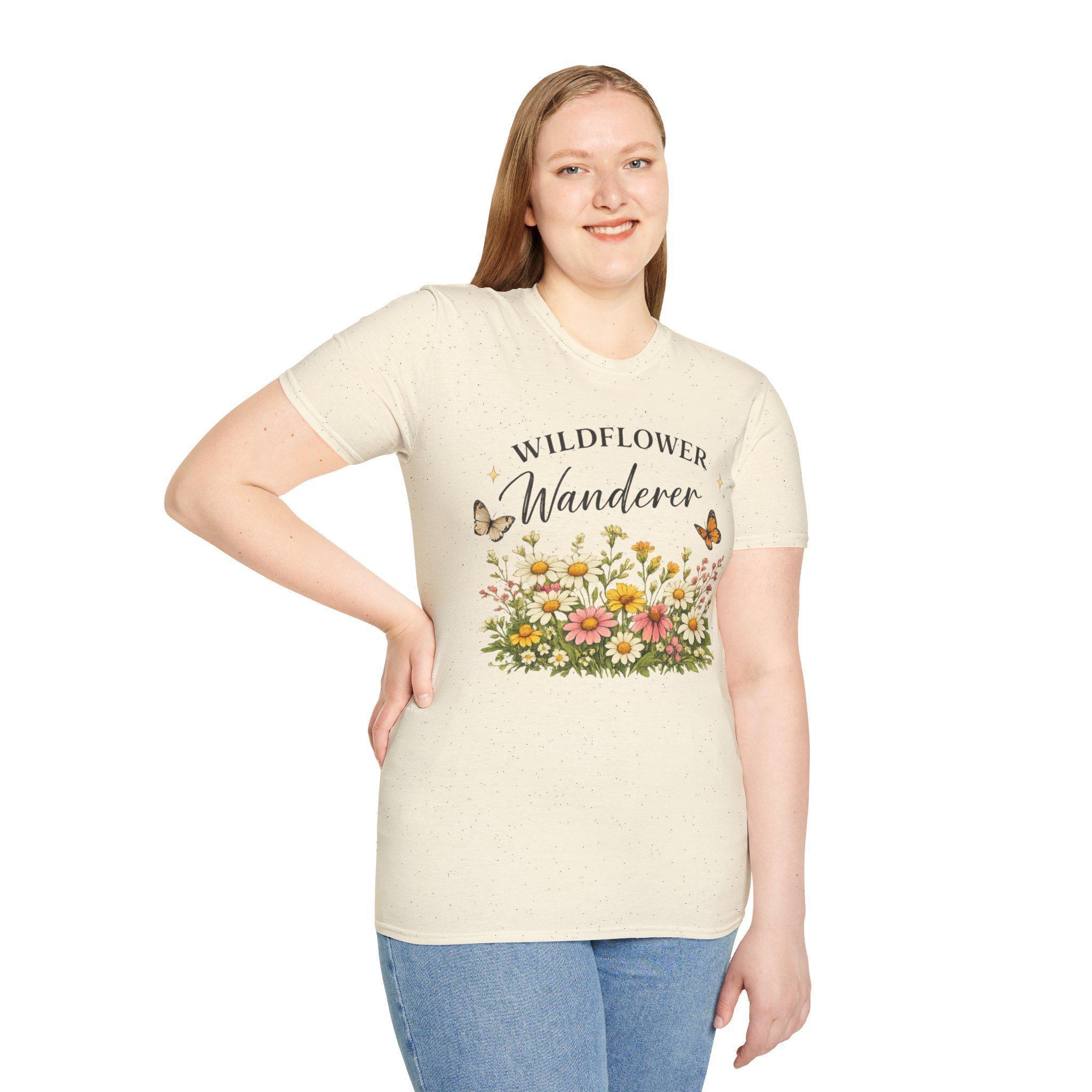 Wildflower T-Shirt, Botanical Butterfly Tee, Nature Lover Gift, view 10