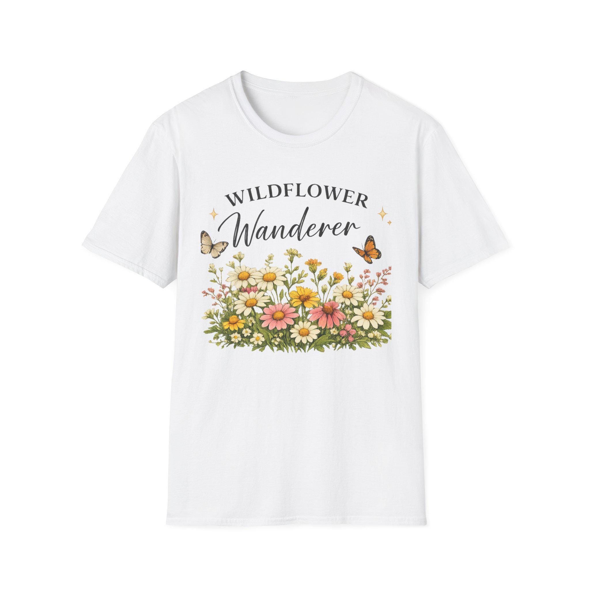 Wildflower T-Shirt, Botanical Butterfly Tee, Nature Lover Gift, view 3