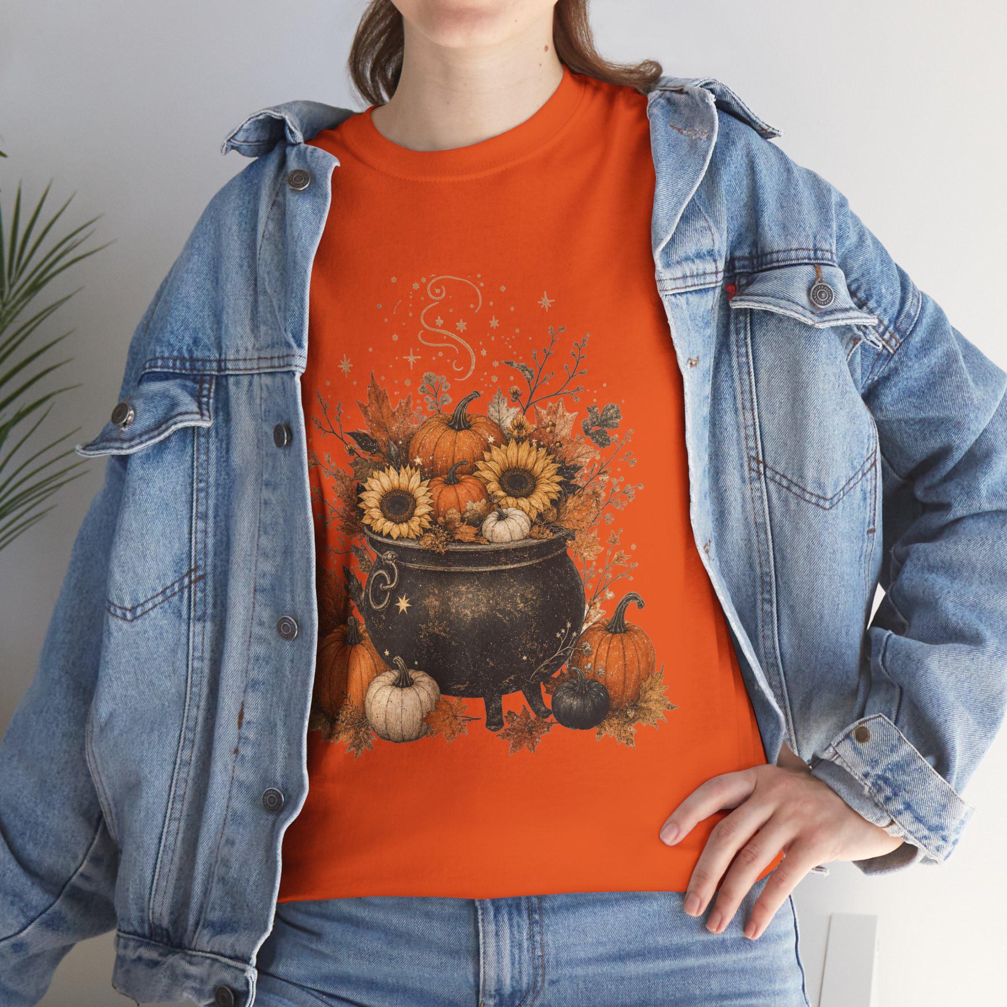 Pumpkin Witch Shirt, Cauldron Fall tee, Cozy Autumn Halloween Gift, view 17