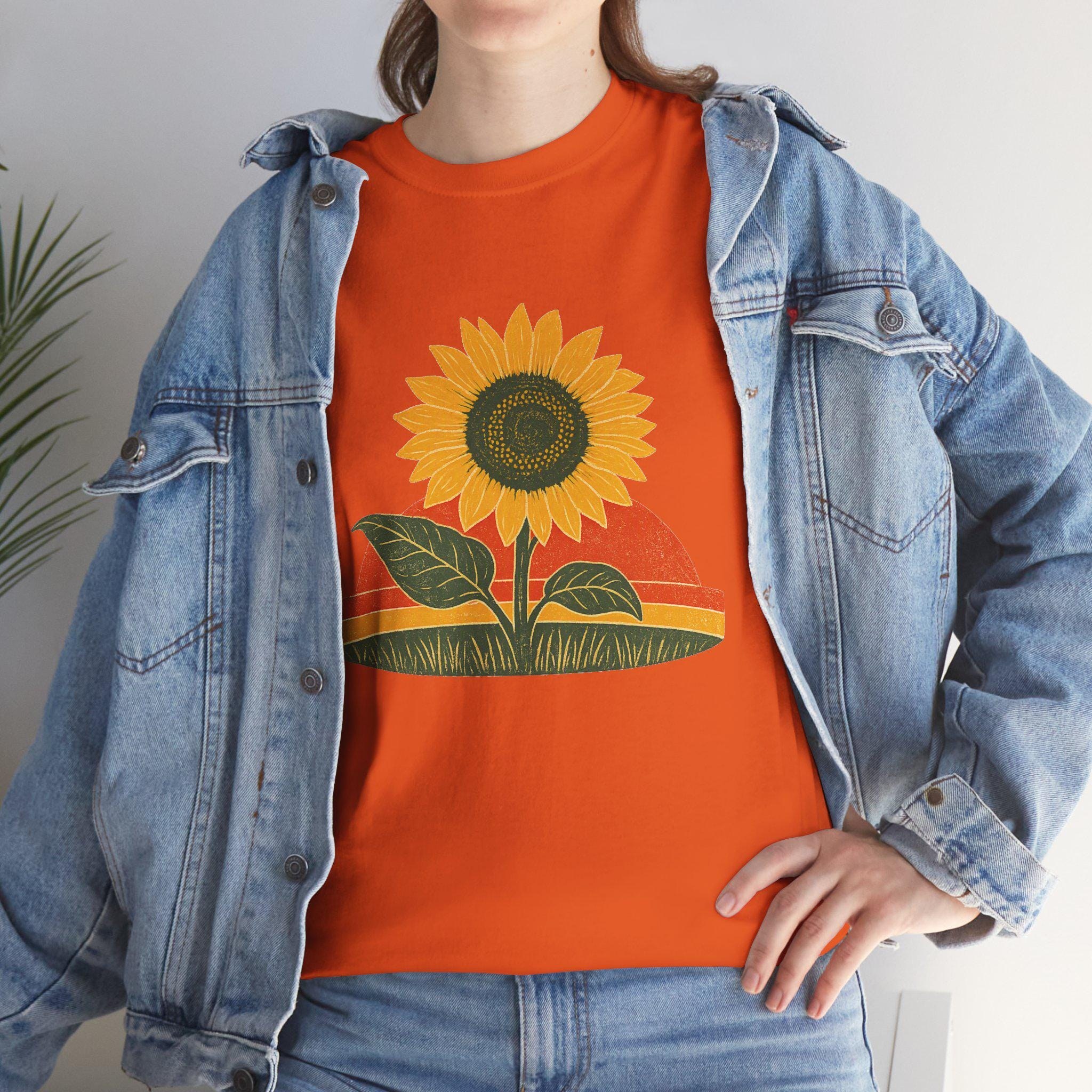 Retro Sunflower Sunset Shirt, Boho Graphic Tee, Sunflower Gift, view 16