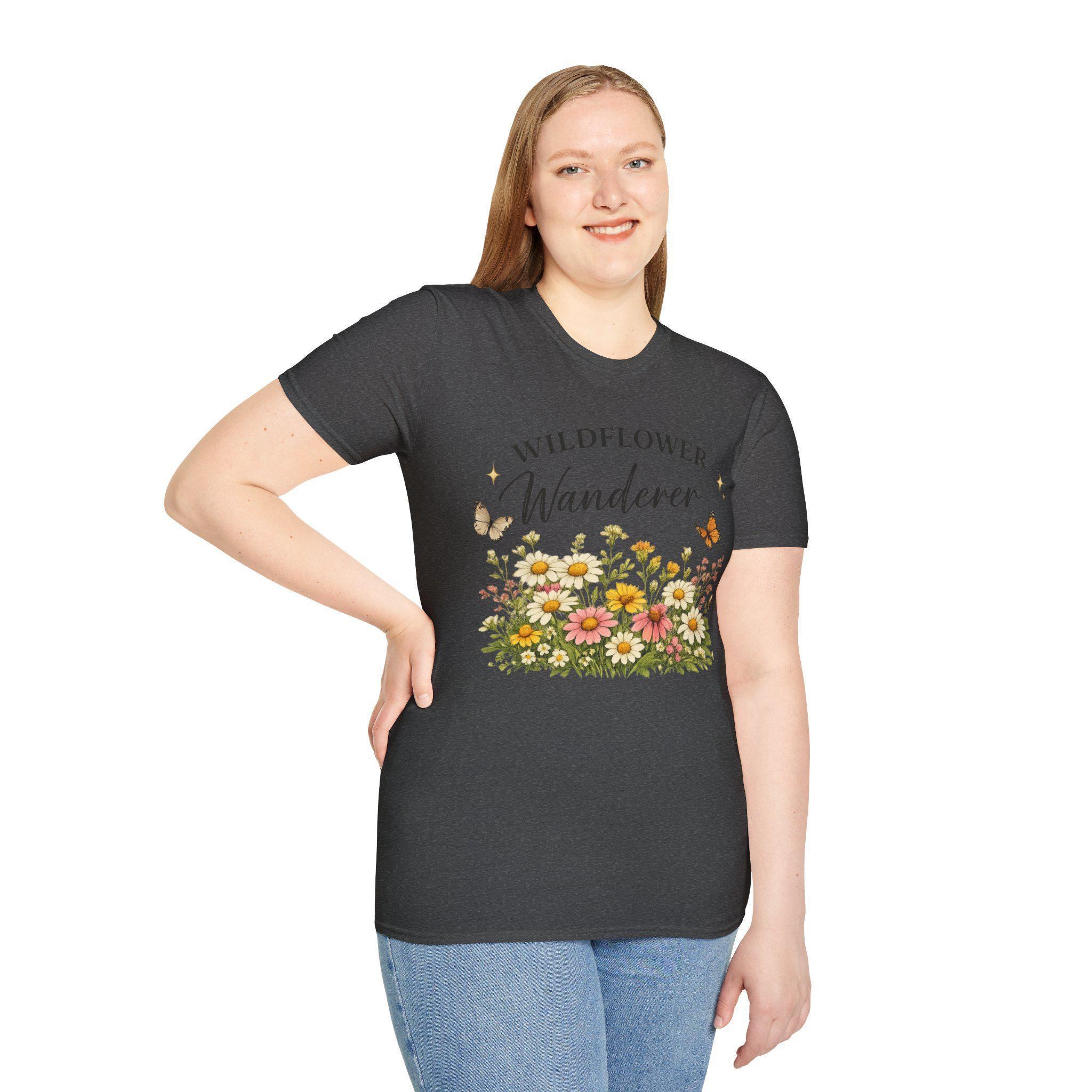 Wildflower T-Shirt, Botanical Butterfly Tee, Nature Lover Gift, view 12