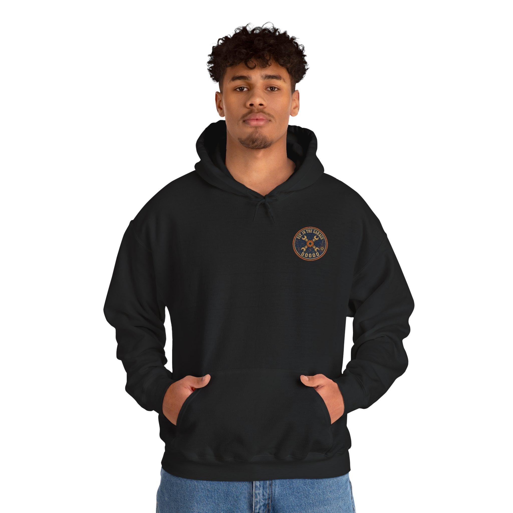 Mechanic Hoodie, Grease Grit Garage Pullover Sweatshirt, Gift for Him, view 11