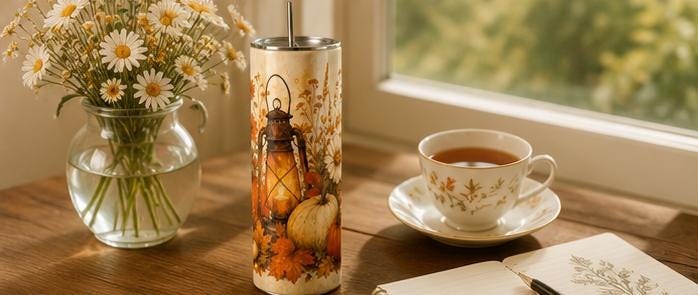 Fall Pumpkin Skinny Tumbler, Autumn 20oz with Straw, Fall Travel Cup Gift, view 8
