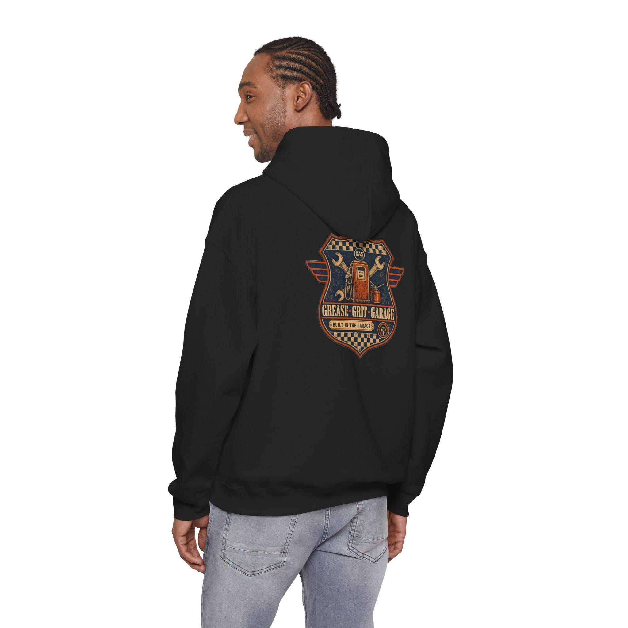 Mechanic Hoodie, Grease Grit Garage Pullover Sweatshirt, Gift for Him, view 15