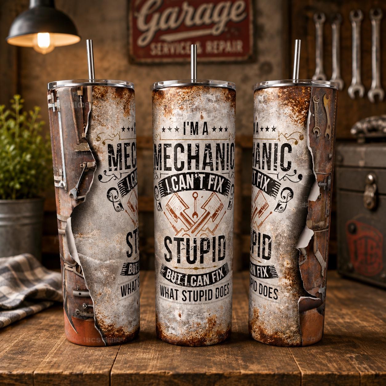Can't Fix Stupid Tumbler | Funny Mechanic Gift for Him Dad Husband | Fathers Day, view 2