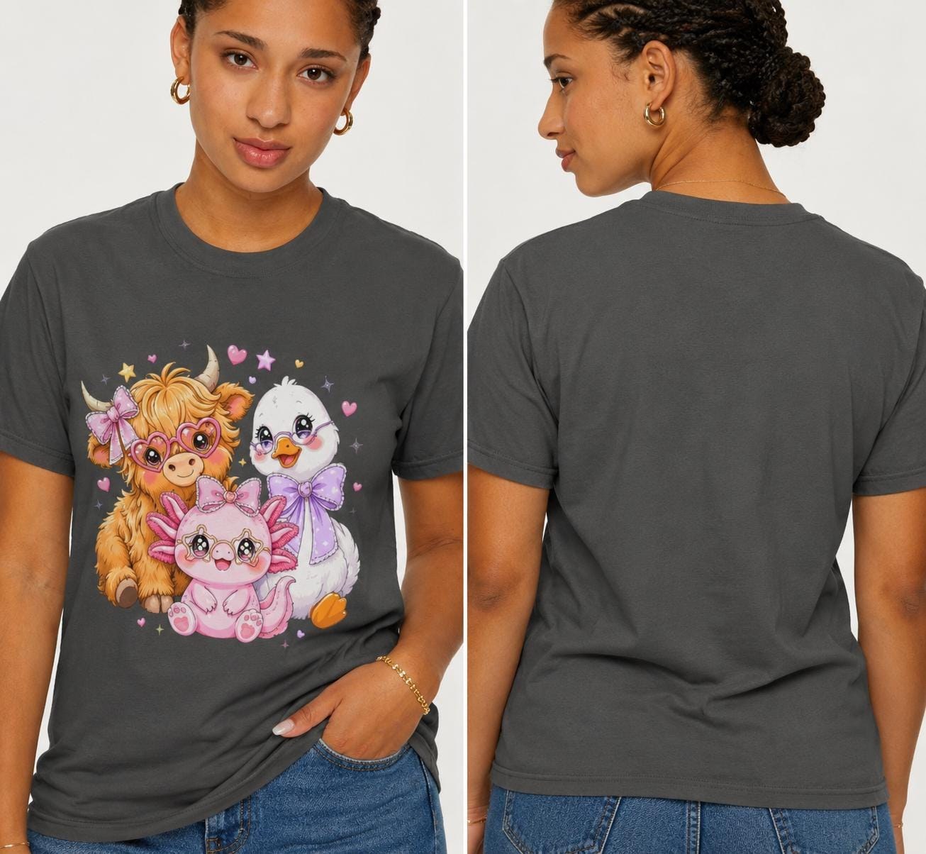 Farm Animal T-Shirt, Pastel Cow Chick Kitten Tee, Cute Cottagecore Gift