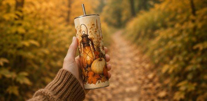 Fall Pumpkin Skinny Tumbler, Autumn 20oz with Straw, Fall Travel Cup Gift, view 5