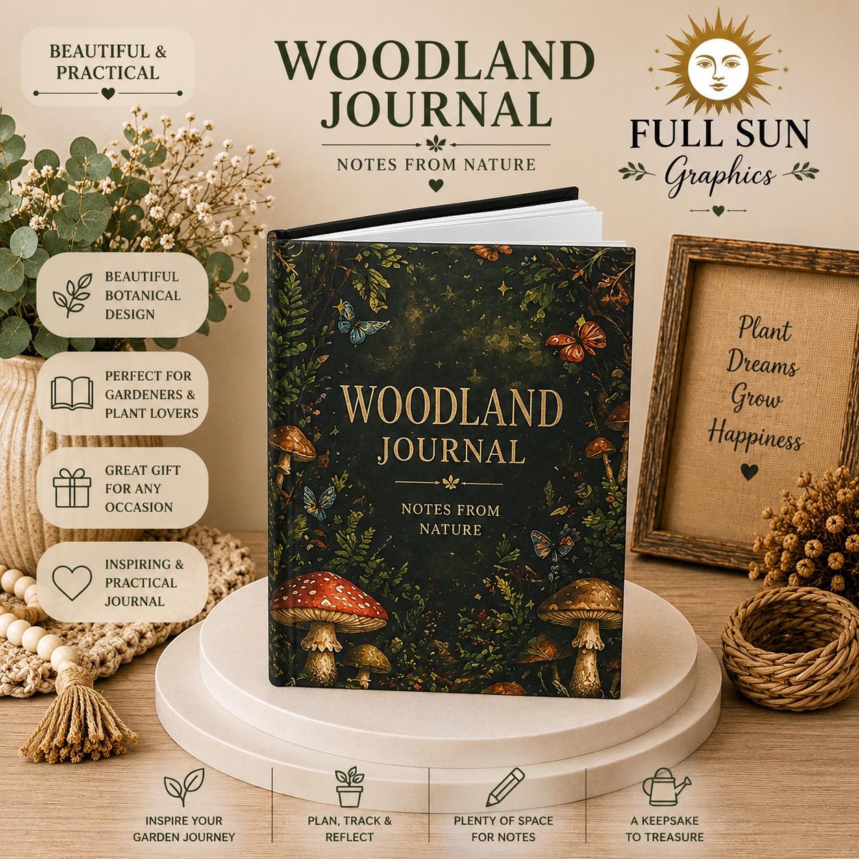 Mushroom Forest Journal, Woodland Nature Hardcover Notebook, Gift, view 2