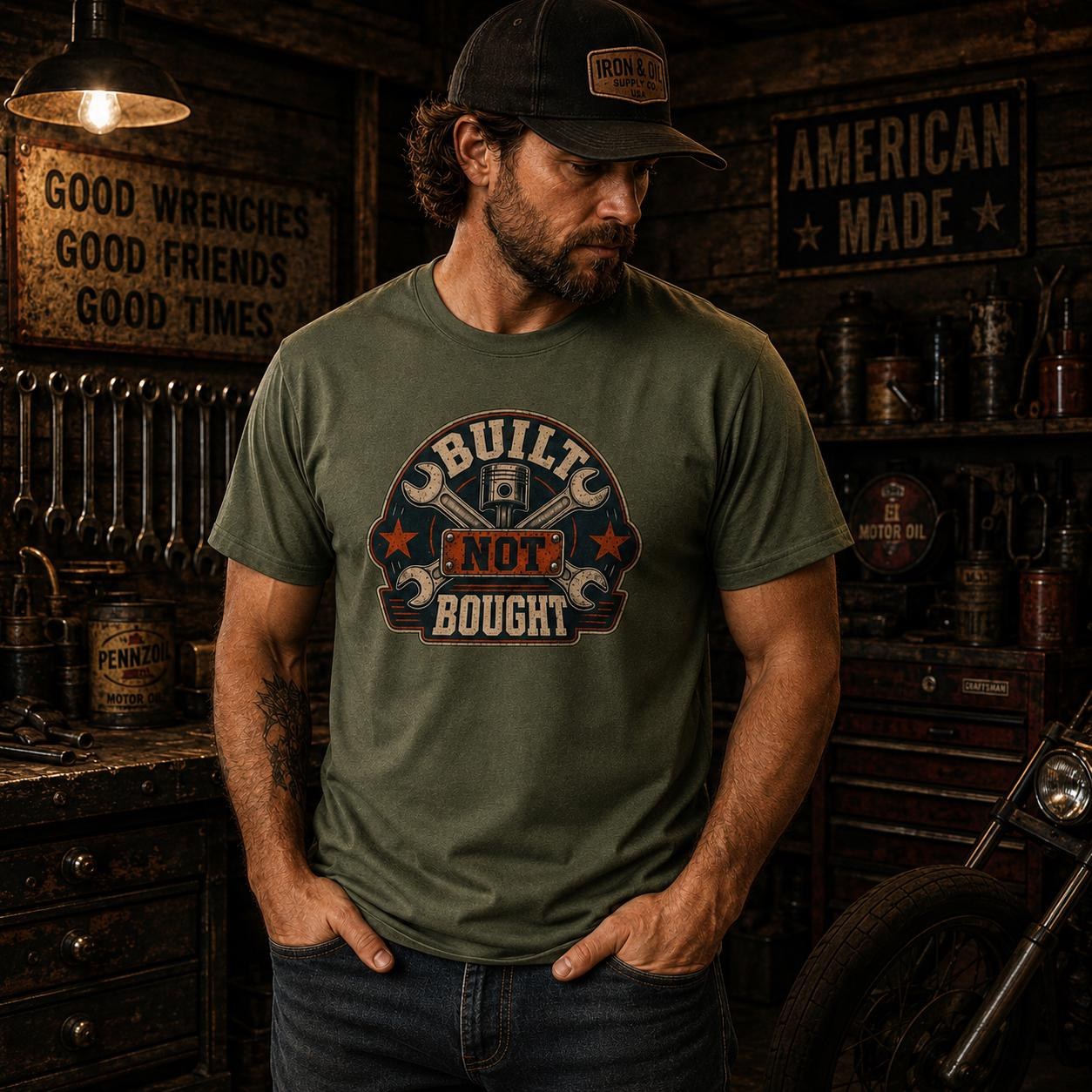 Mechanic T-Shirt, Built Not Bought Shirt, Car Guy Gift, Gearhead Dad Gift