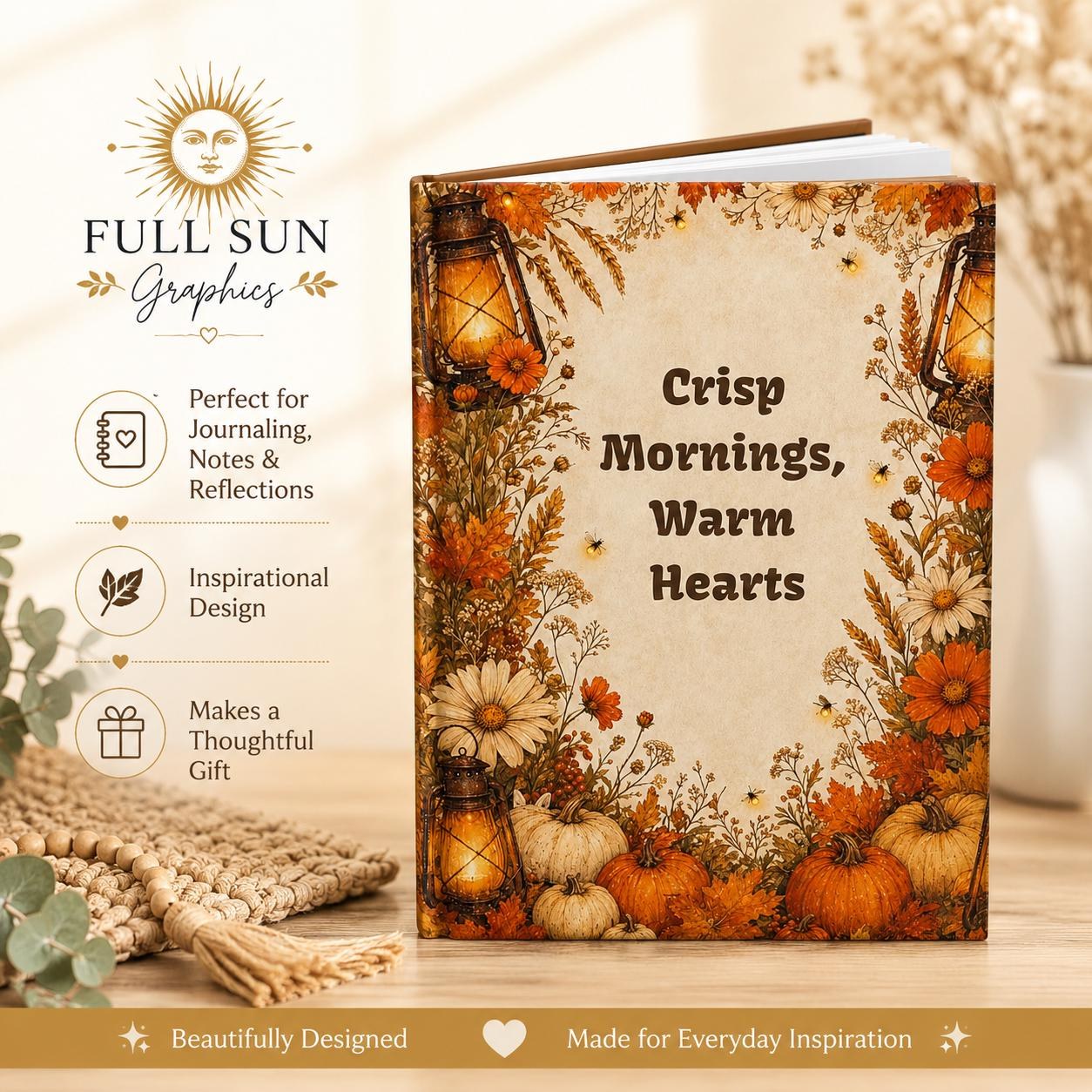 Autumn Pumpkin Floral Journal,Hardcover Fall Notebook, Cozy Gift for Her, view 2