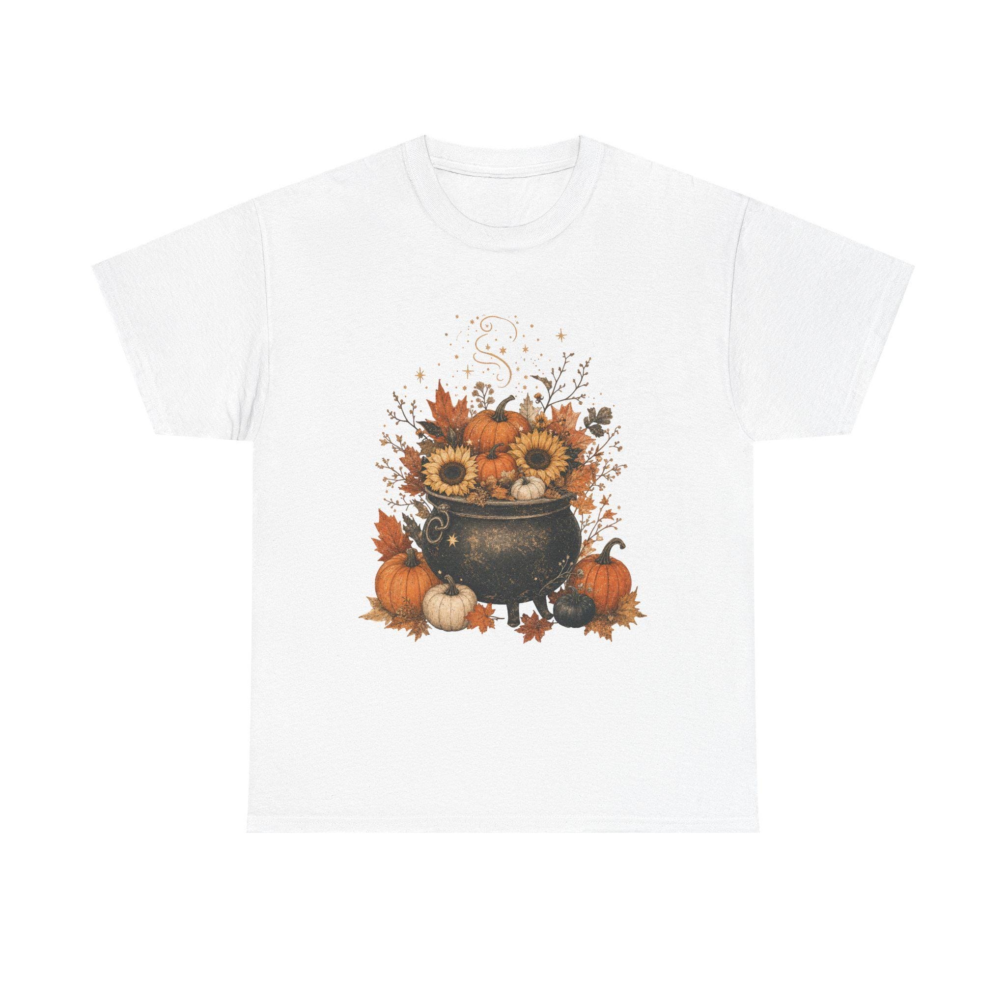 Pumpkin Witch Shirt, Cauldron Fall tee, Cozy Autumn Halloween Gift, view 3