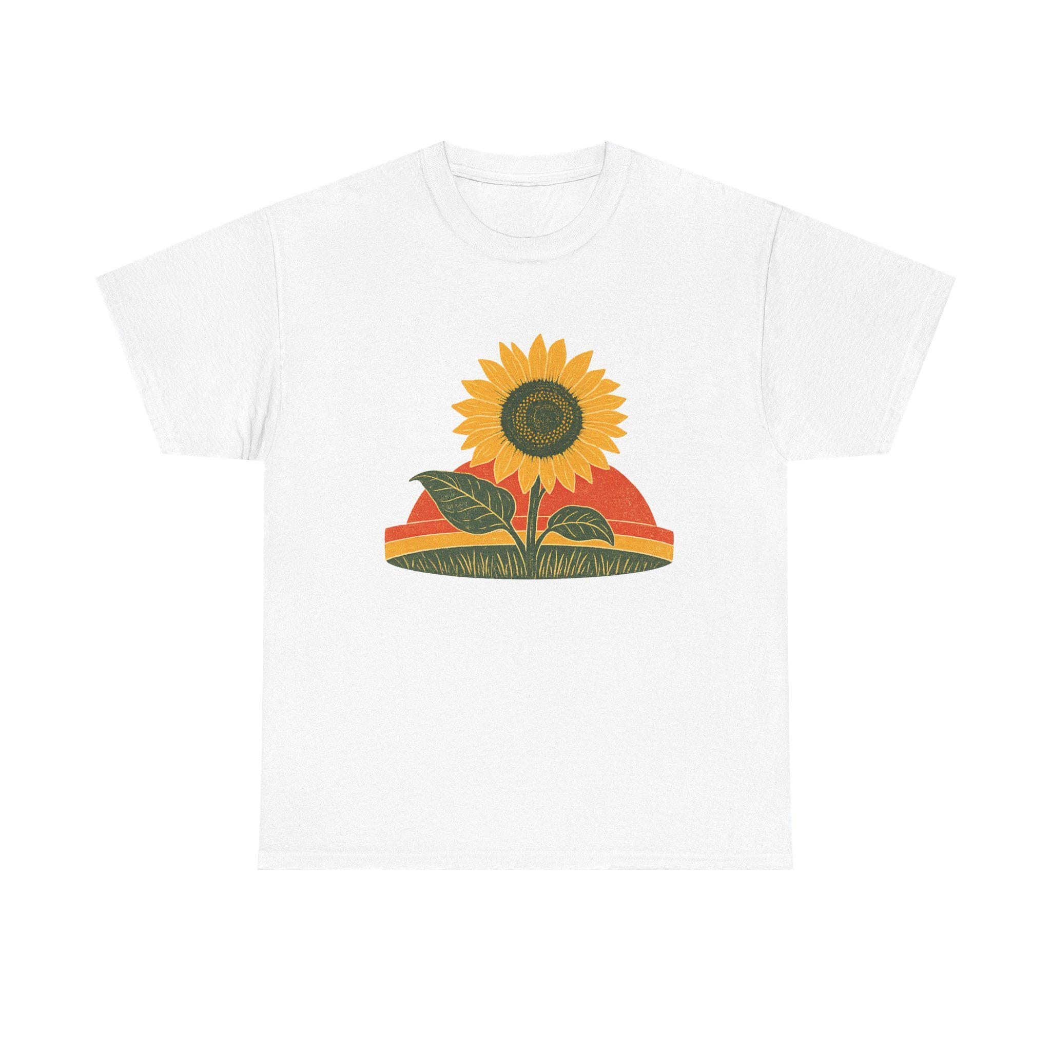 Retro Sunflower Sunset Shirt, Boho Graphic Tee, Sunflower Gift, view 2