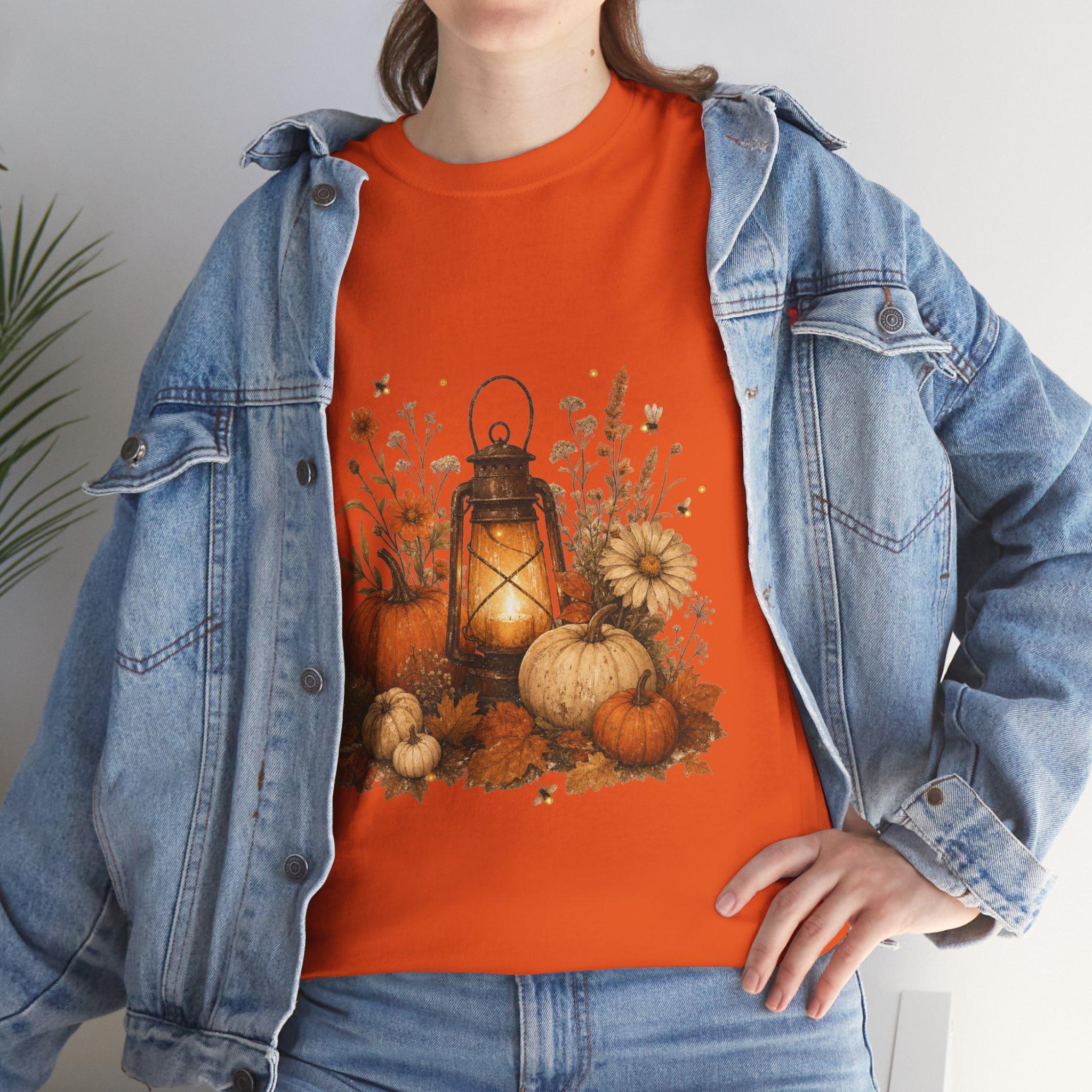 Vintage Pumpkin T-Shirt, Autumn Lantern Fall Tee, Cotton Halloween Shirt, view 17
