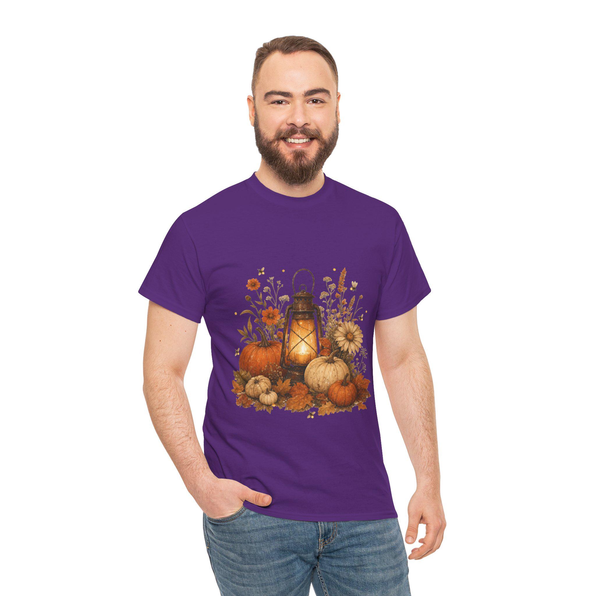 Vintage Pumpkin T-Shirt, Autumn Lantern Fall Tee, Cotton Halloween Shirt, view 14